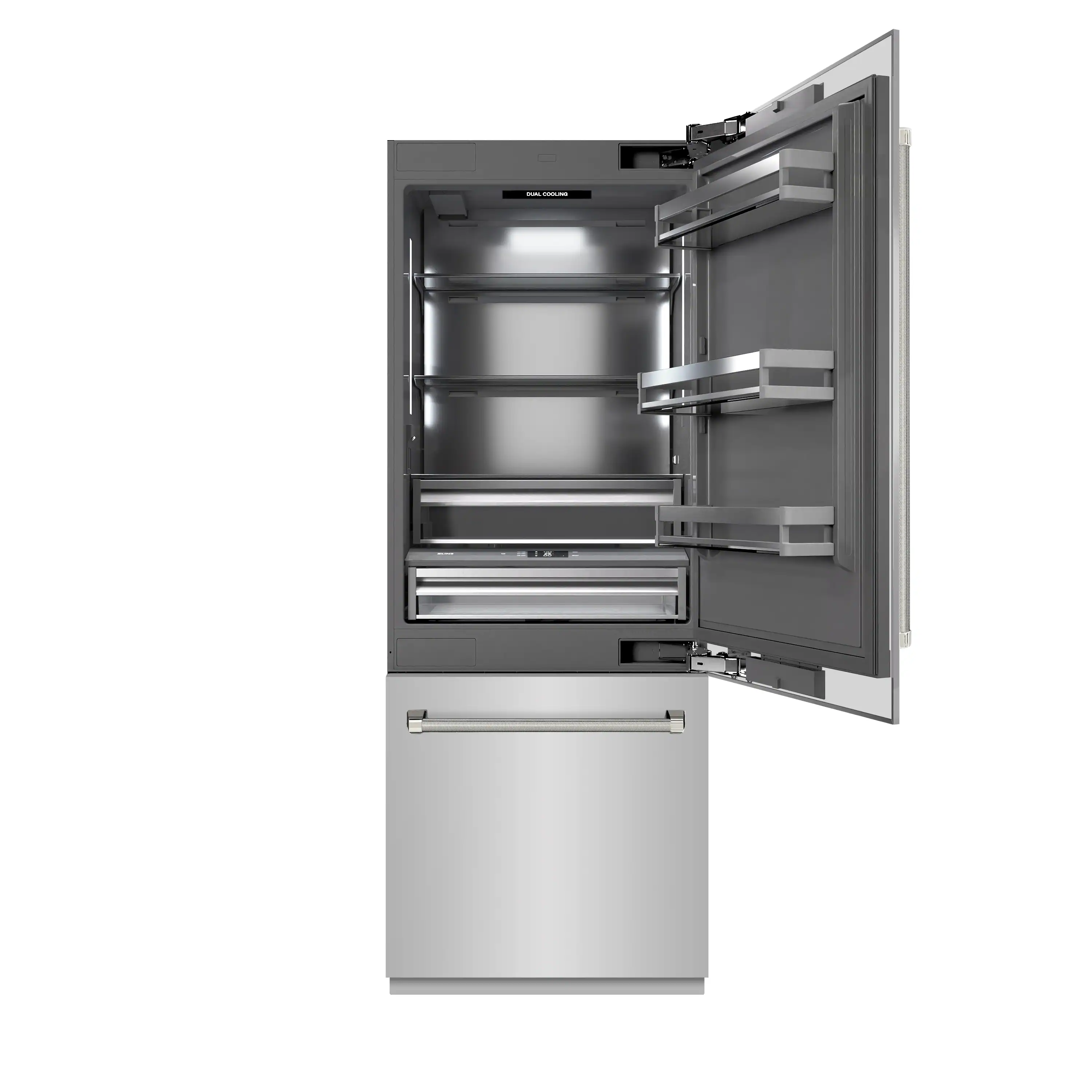 ZLINE Autograph 30-Inch Built-In Refrigerator w/ Gray Interior and Polished Nickel Helix Handles (GRBIVZ-30430KPN) - Image 4