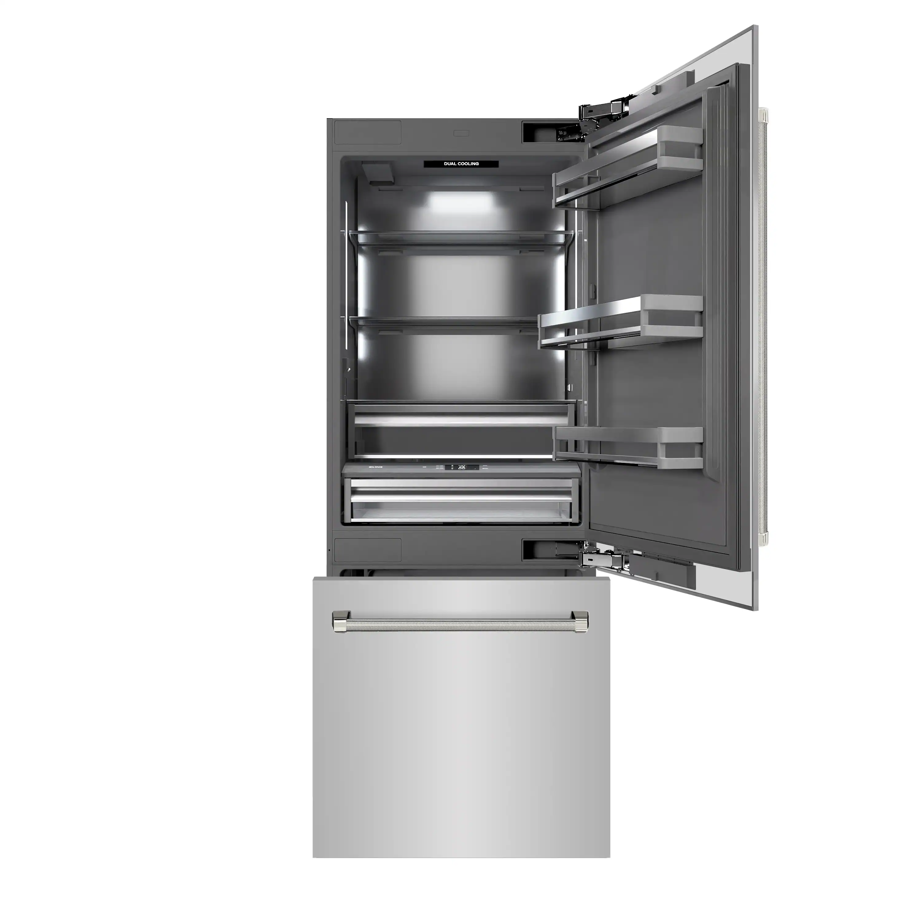 ZLINE Autograph 30-Inch Built-In Refrigerator w/ Gray Interior and Polished Nickel Helix Handles (GRBIVZ-30430KPN) - Image 5
