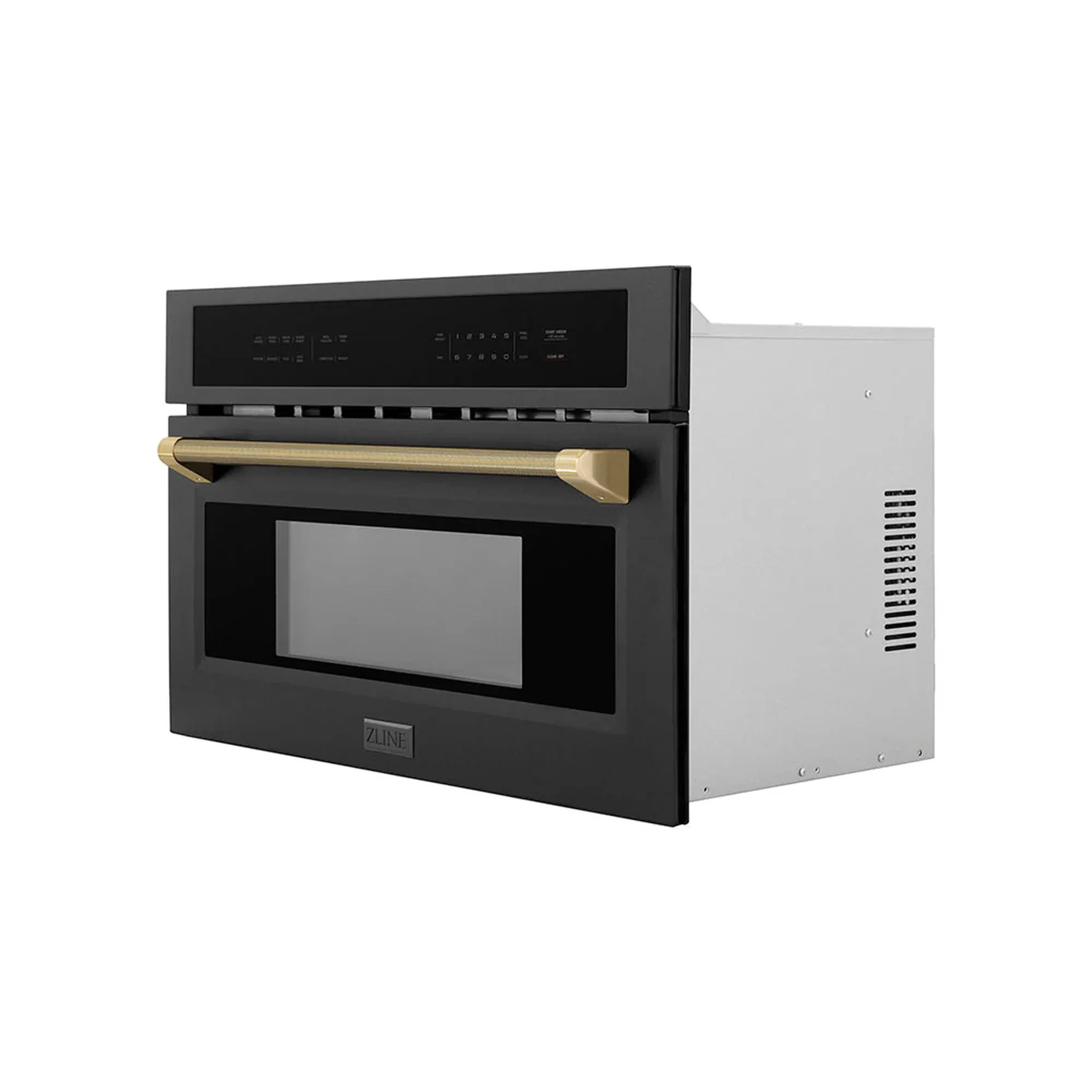 ZLINE Autograph 30-Inch Microwave Oven in Black Stainless Steel and Champagne Bronze Helix Handle (MWOZ-30-BS-KCB) - Image 4