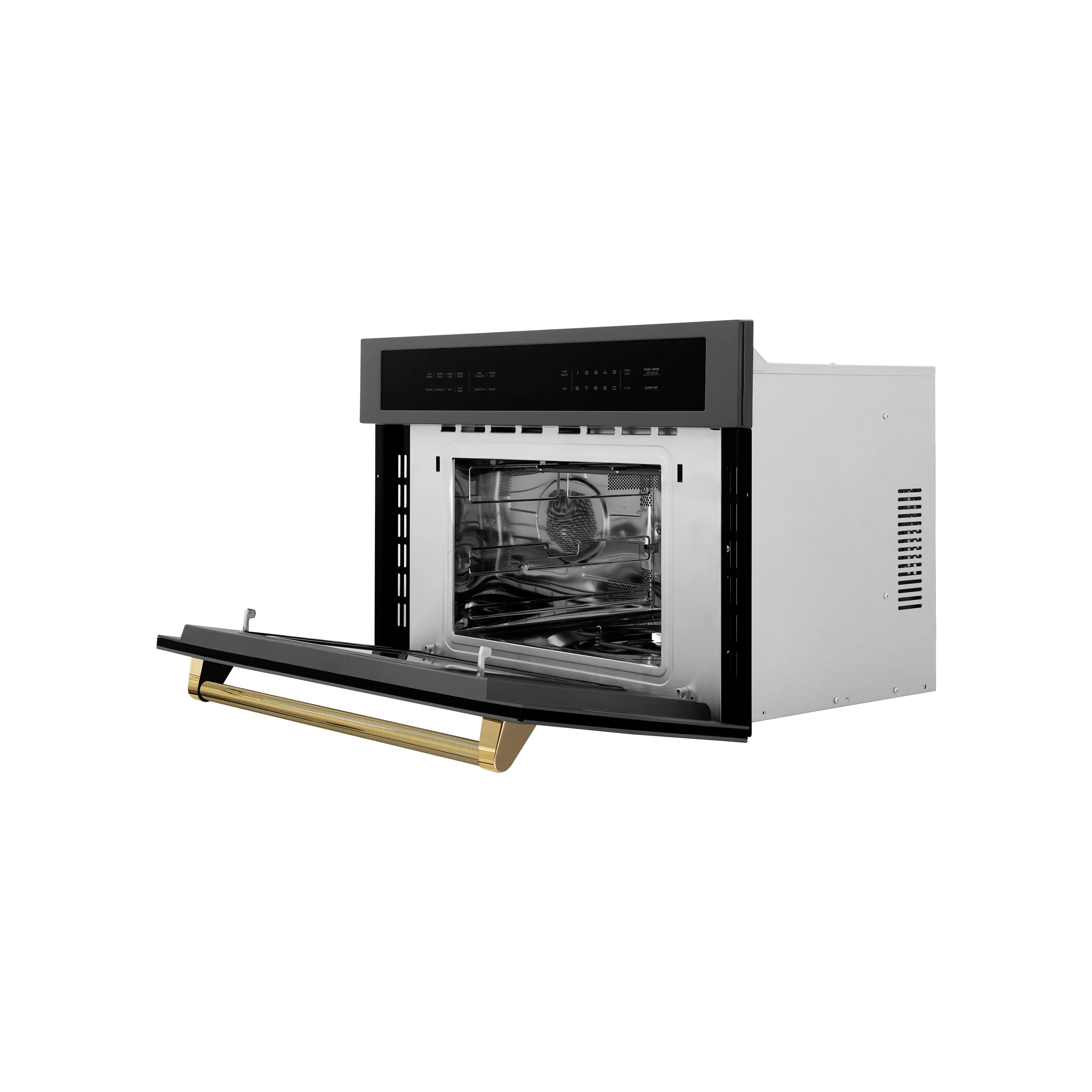 ZLINE Autograph 30-Inch Microwave Oven in Black Stainless Steel and Polished Gold Helix Handle (MWOZ-30-BS-KG) - Image 6