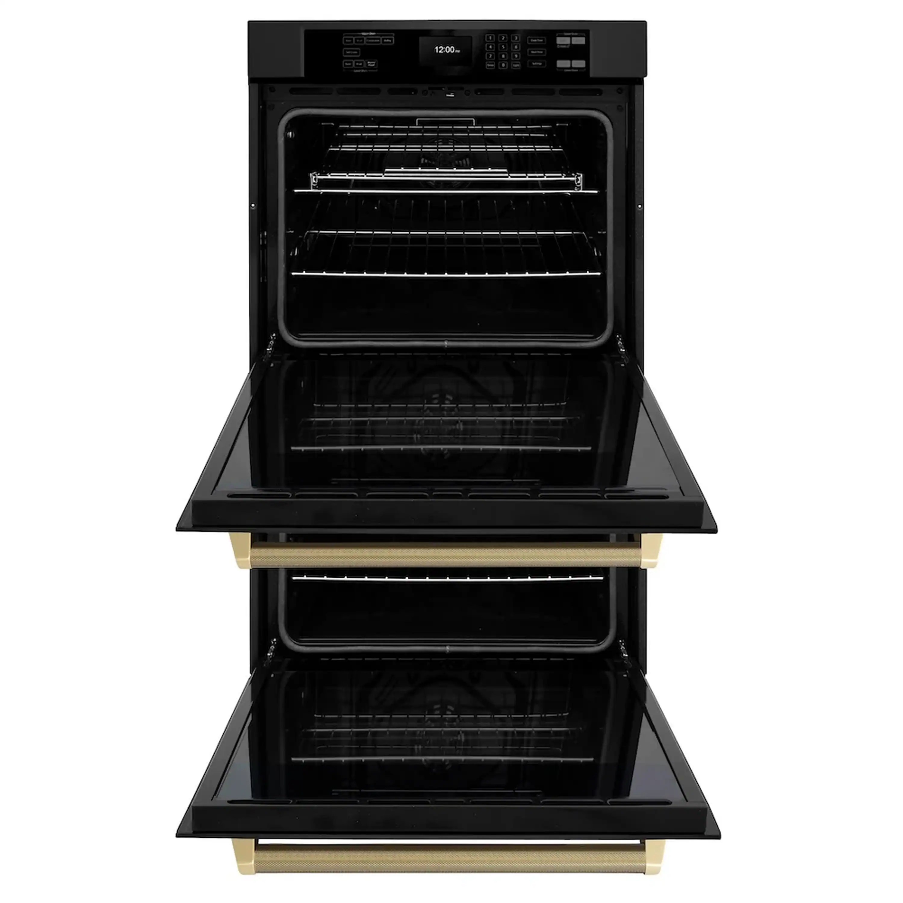 ZLINE Autograph 30-Inch True Convection Double Wall Oven in Black Stainless Steel with Bronze Helix Handles (WADBZ-30-KCB) - Image 6