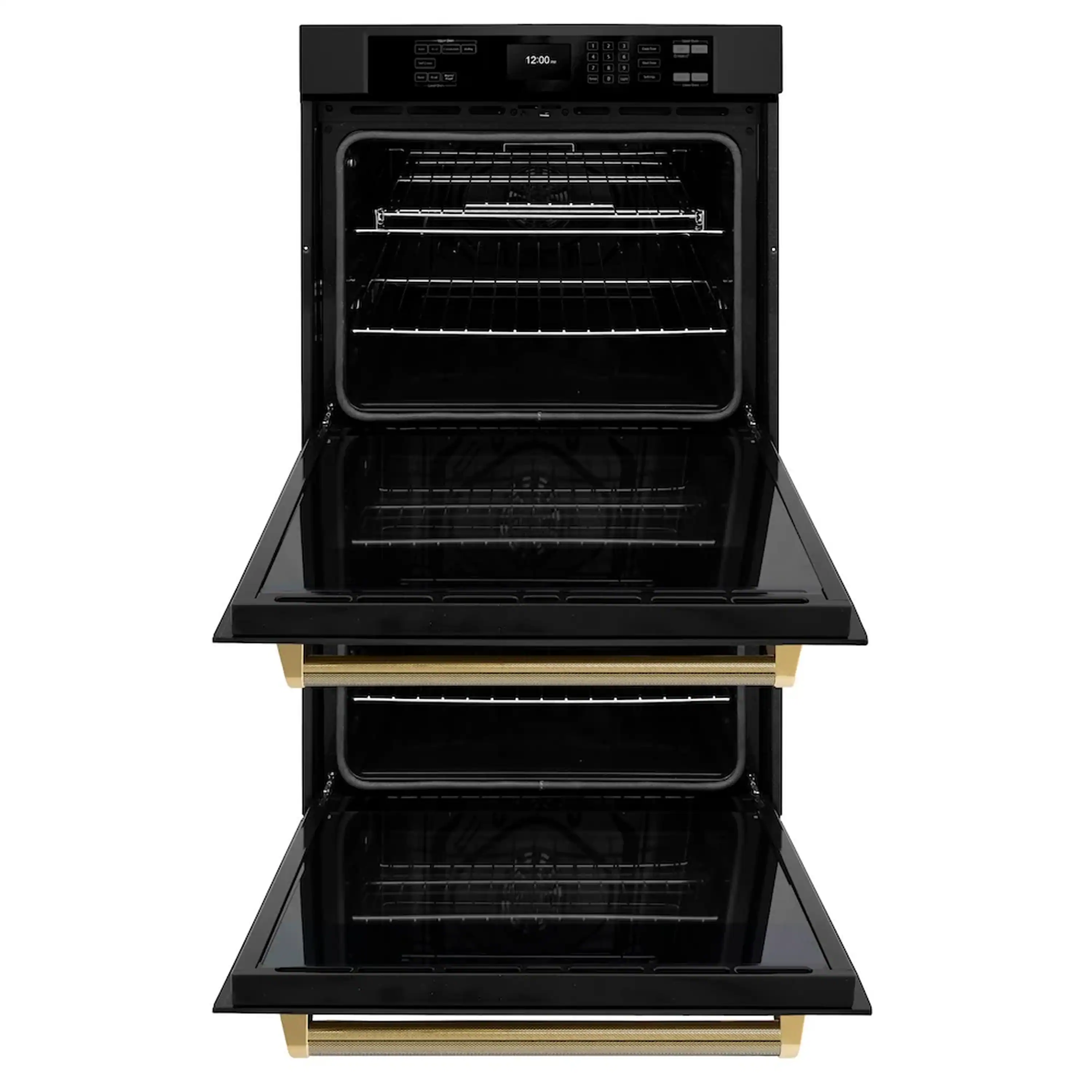 ZLINE Autograph 30-Inch True Convection Double Wall Oven in Black Stainless Steel with Gold Helix Handles (WADBZ-30-KG) - Image 6