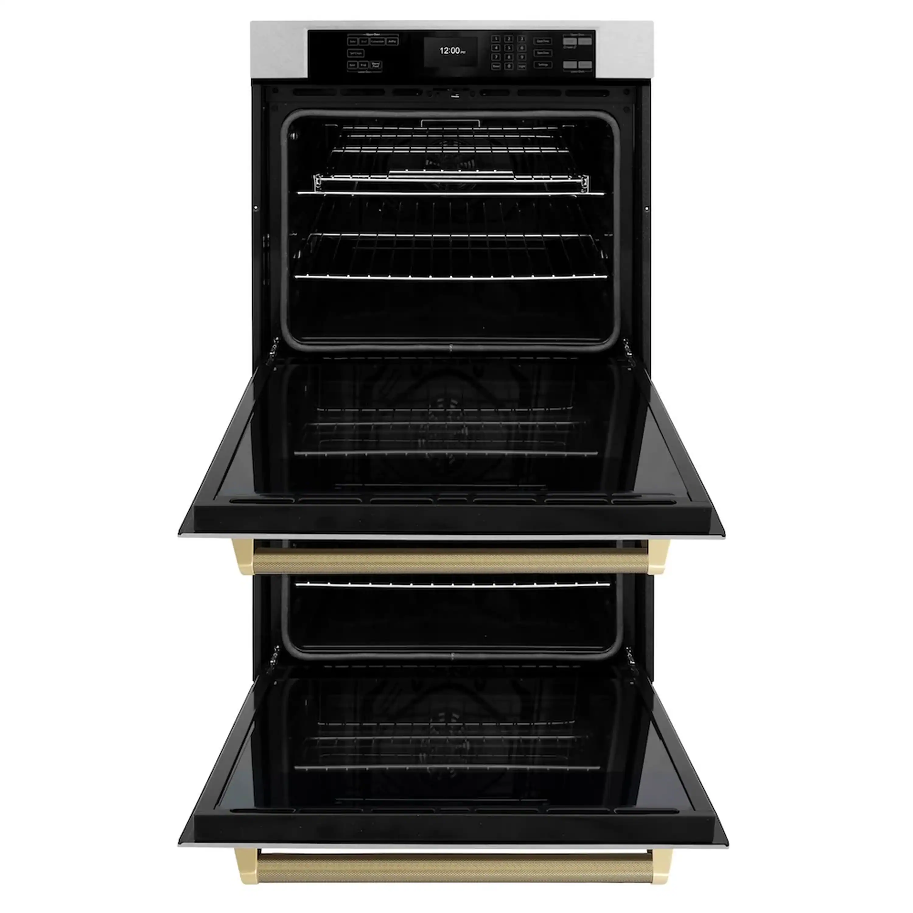 ZLINE Autograph 30-Inch True Convection Double Wall Oven in Satin Steel with Bronze Helix Handles (WADSZ-30-KCB) - Image 6