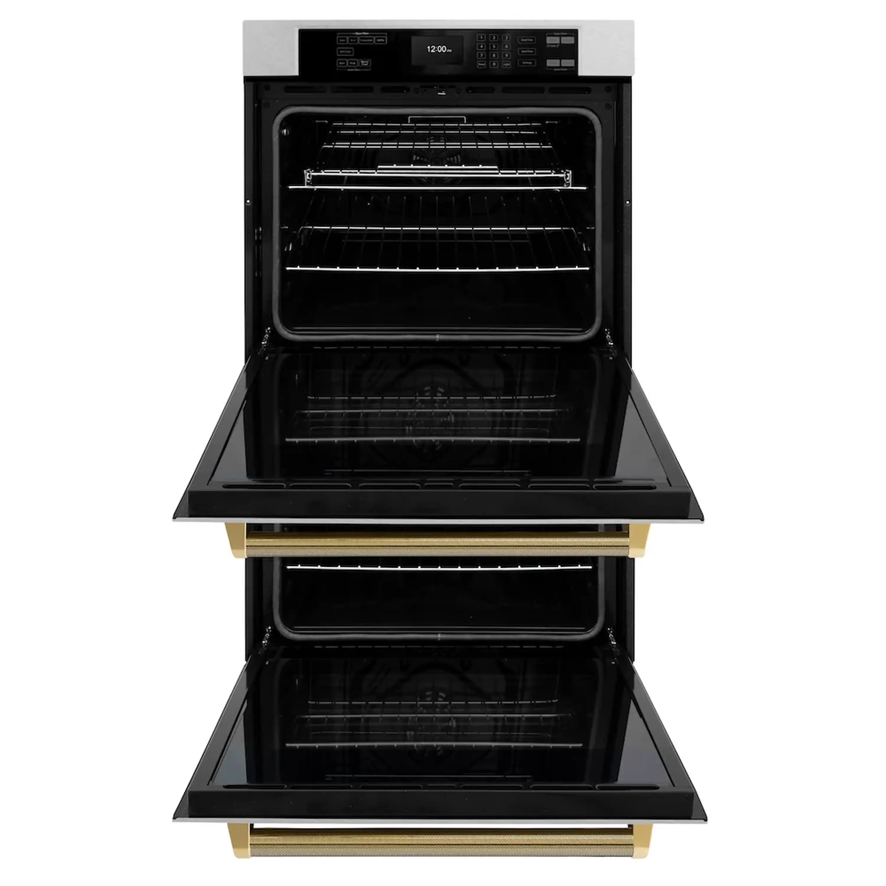 ZLINE Autograph 30-Inch True Convection Double Wall Oven in Satin Steel with Gold Helix Handles (WADSZ-30-KG) - Image 7