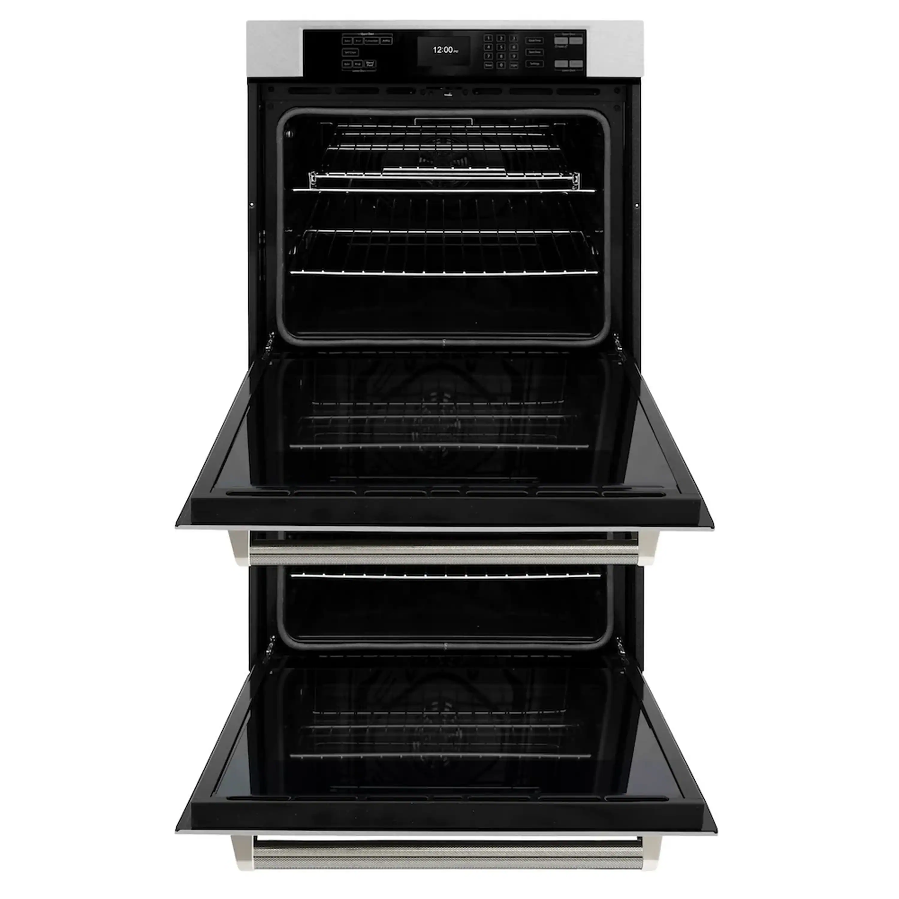 ZLINE Autograph 30-Inch True Convection Double Wall Oven in Satin Steel with Nickel Helix Handles (WADSZ-30-KPN) - Image 6