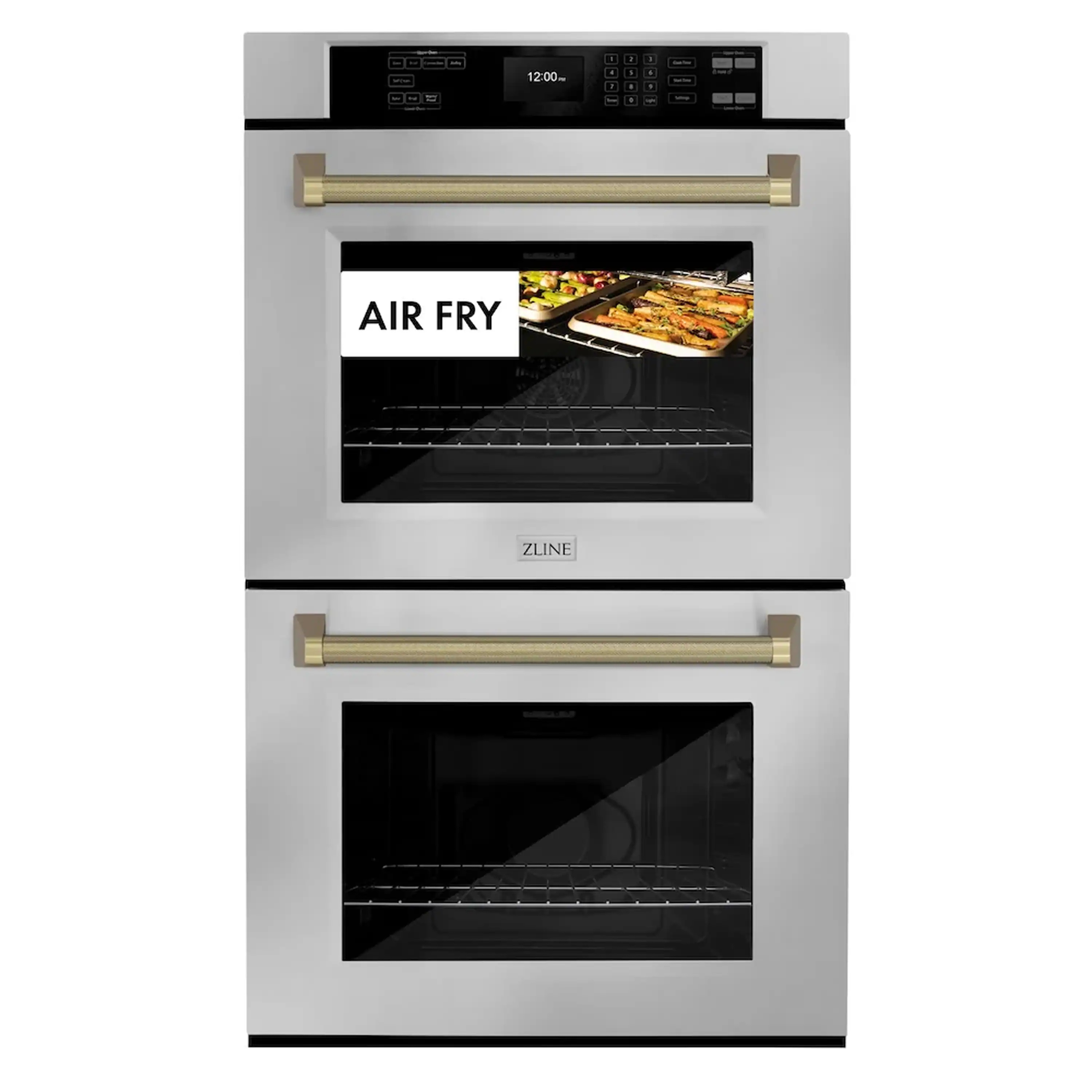ZLINE Autograph 30-Inch True Convection Double Wall Oven in Stainless Steel & Bronze Helix Handles (WADZ-30-KCB) - Image 4