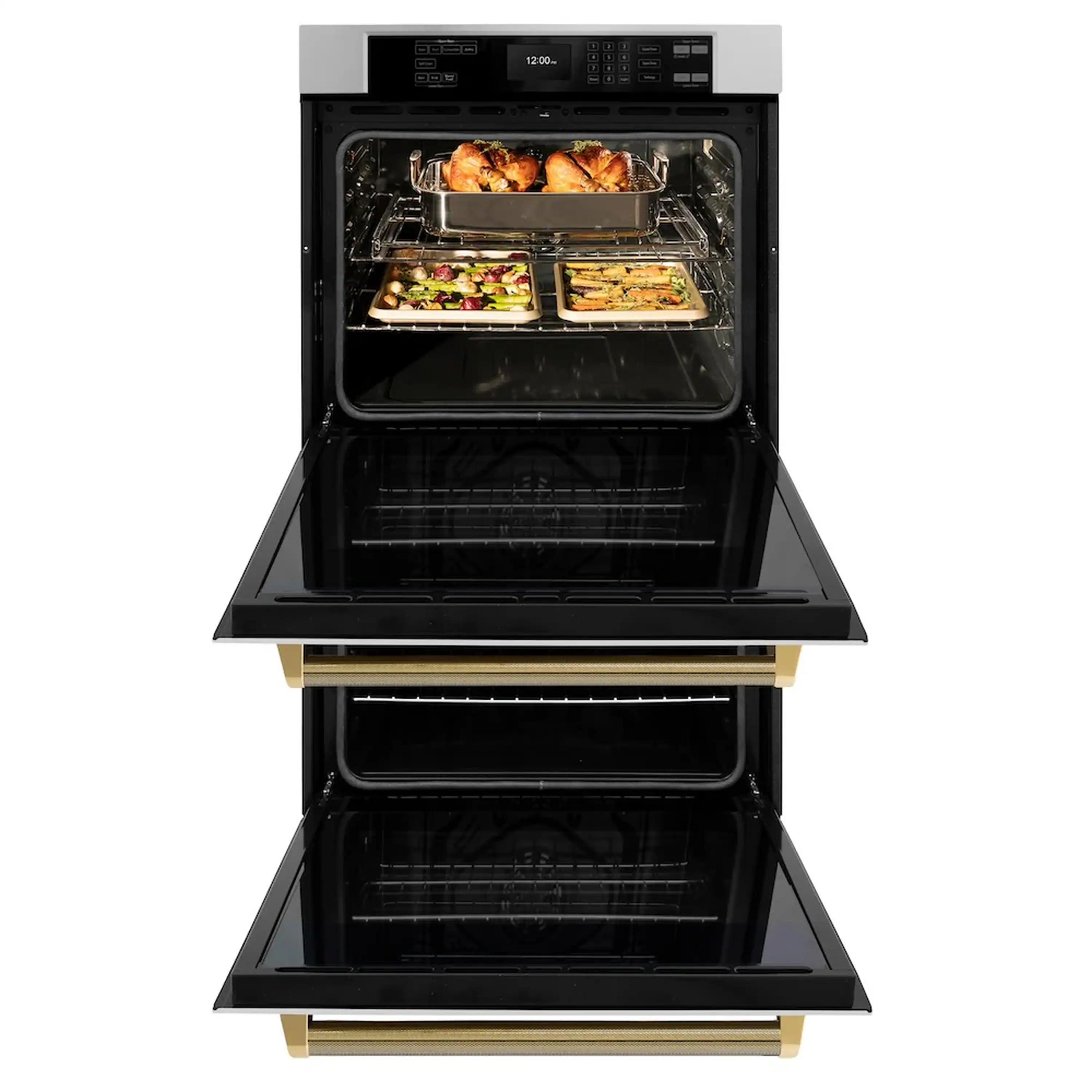 ZLINE Autograph 30-Inch True Convection Double Wall Oven in Stainless Steel & Gold Helix Handles (WADZ-30-KG) - Image 5