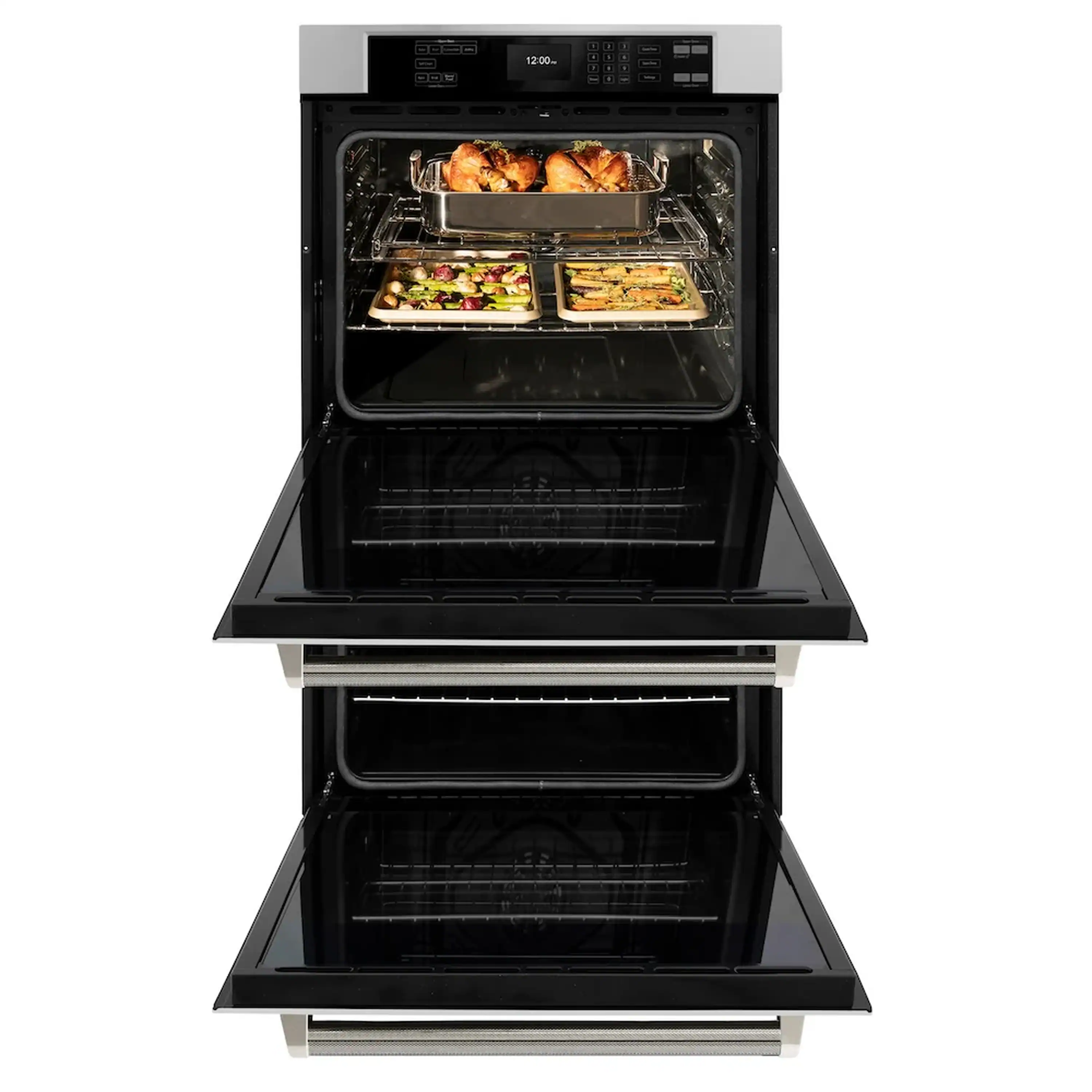 ZLINE Autograph 30-Inch True Convection Double Wall Oven in Stainless Steel & Nickel Helix Handles (WADZ-30-KPN) - Image 5