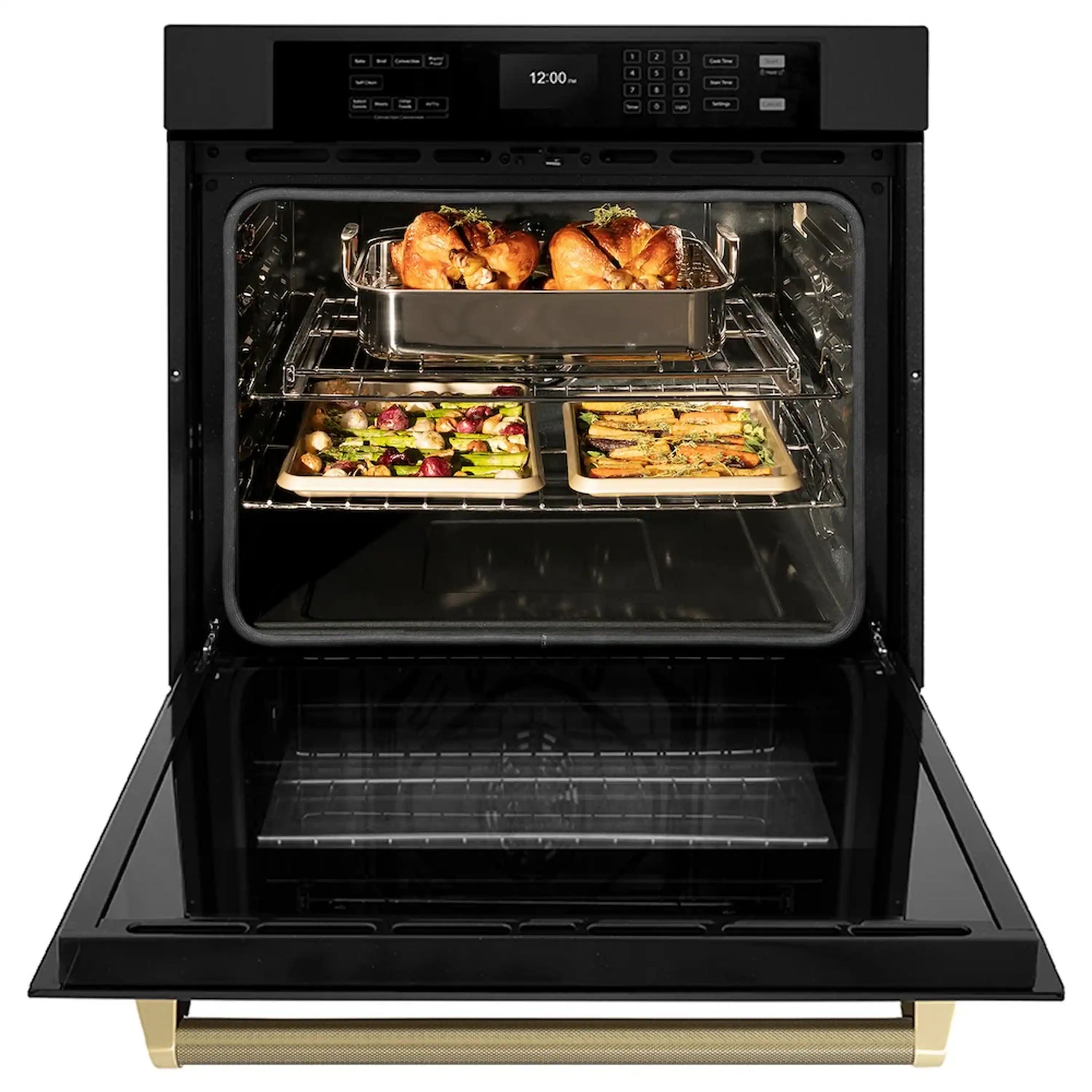 ZLINE Autograph 30-Inch True Convection Single Wall Oven in Black Stainless Steel with Bronze Helix Handle (WASBZ-30-KCB) - Image 5