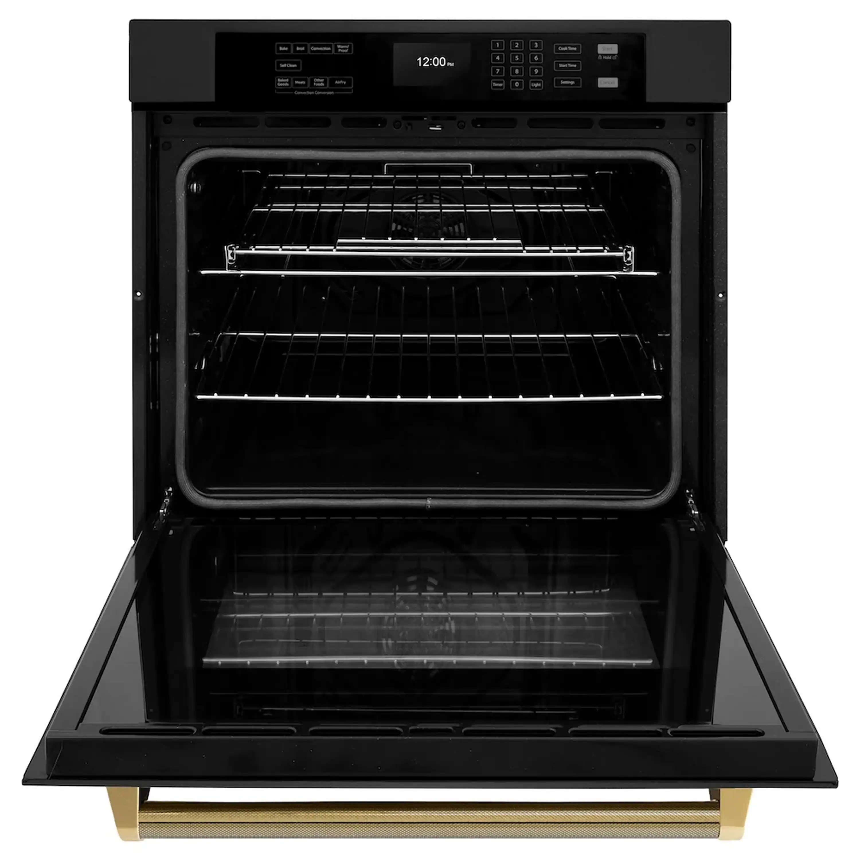 ZLINE Autograph 30-Inch True Convection Single Wall Oven in Black Stainless Steel with Gold Helix Handle (WASBZ-30-KG) - Image 11
