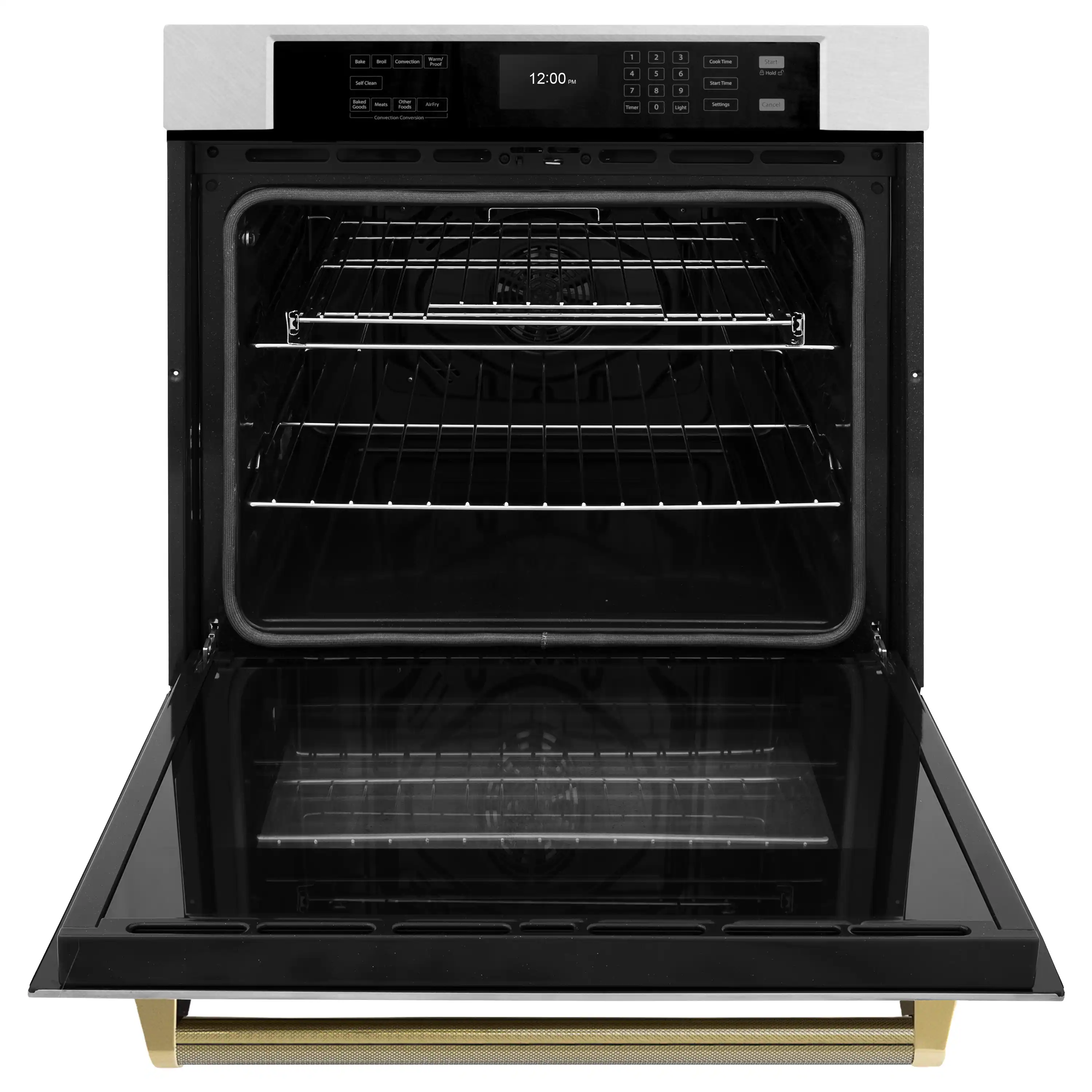 ZLINE Autograph 30-Inch True Convection Single Wall Oven in Satin Steel with Gold Helix Handle (WASSZ-30-KG) - Image 6