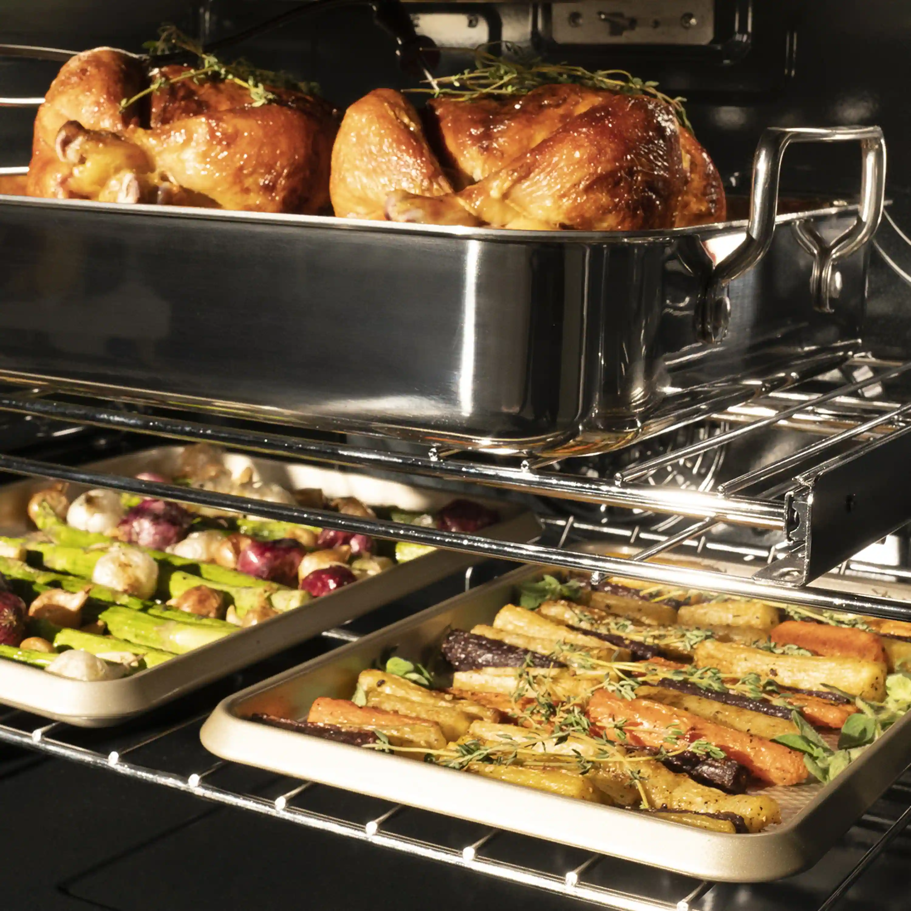 ZLINE Autograph 30-Inch True Convection Single Wall Oven in Satin Steel with Gold Helix Handle (WASSZ-30-KG) - Image 7