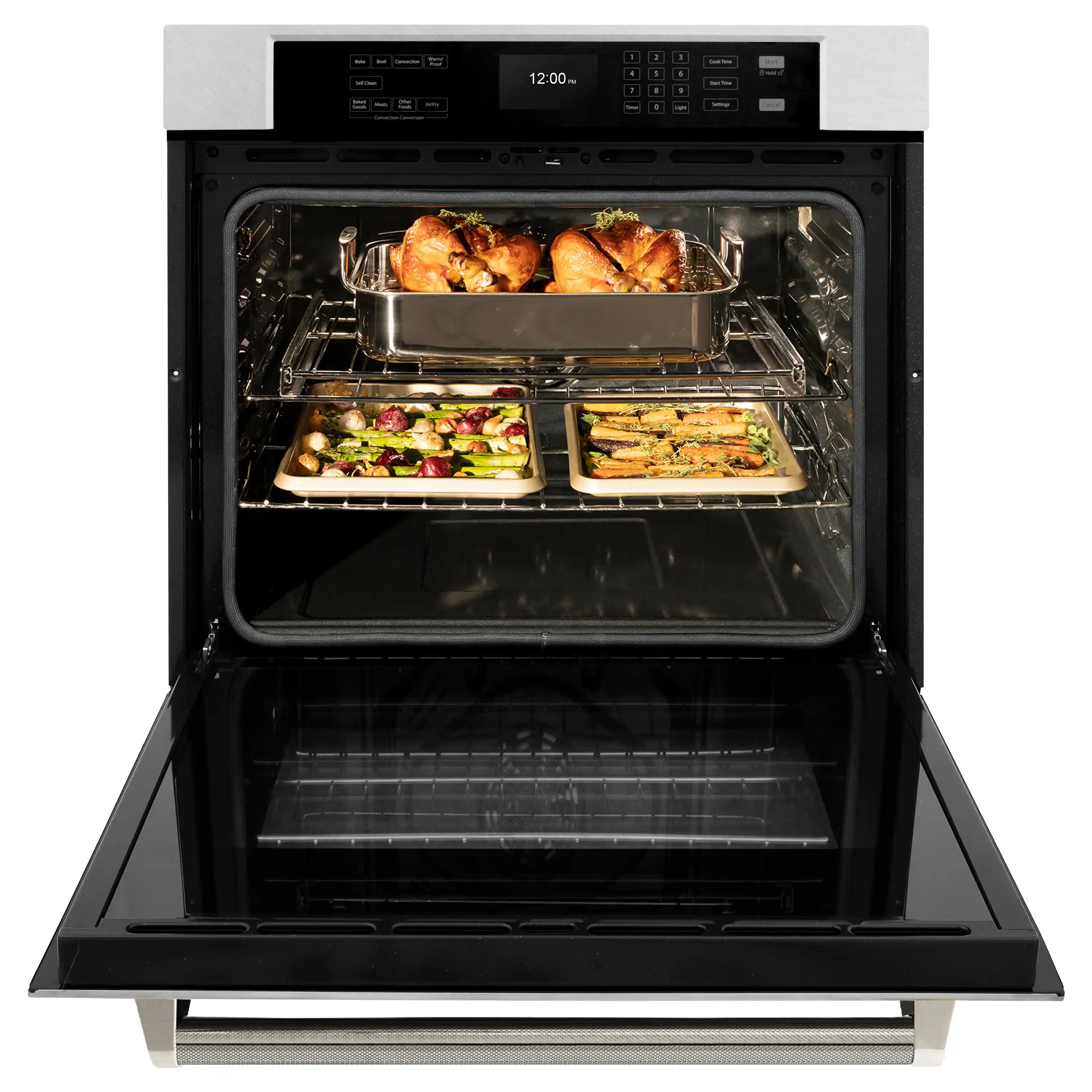 ZLINE Autograph 30-Inch True Convection Single Wall Oven in Satin Steel with Nickel Helix Handle (WASSZ-30-KPN) - Image 6