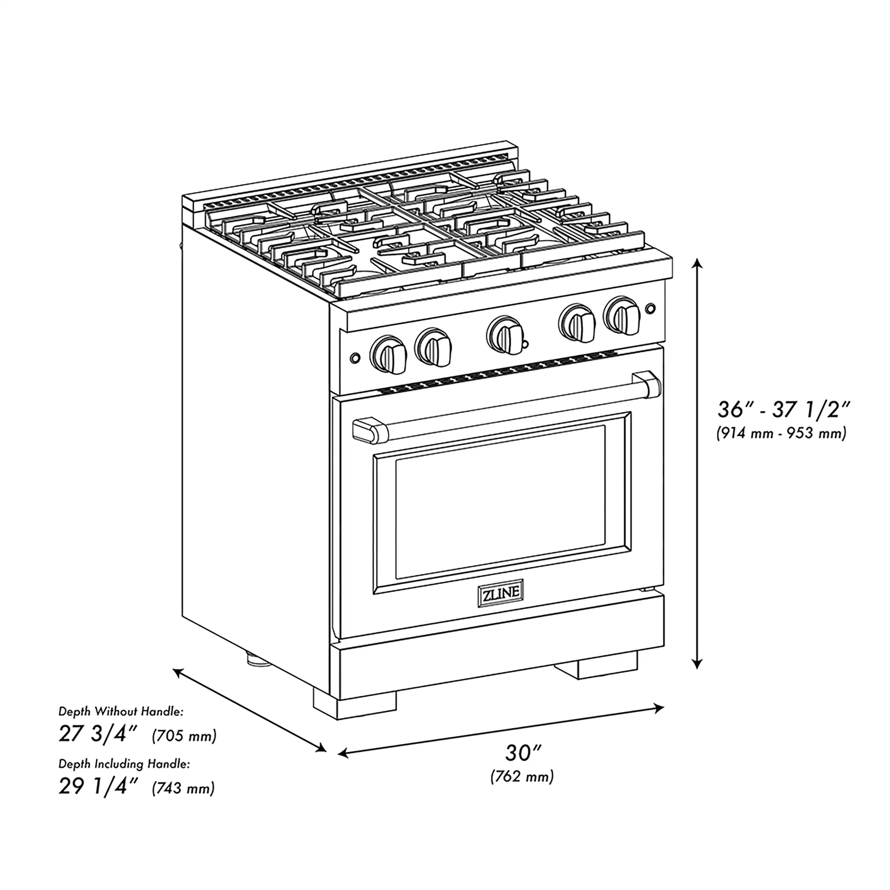 ZLINE Autograph 30-Inch 4.2 Cu. Ft. Dual Fuel Range with 4 Burner DuoPro Cooktop in Black Satin Stainless and Champagne Accents (PSDRBSZ-30-CB) - Image 17