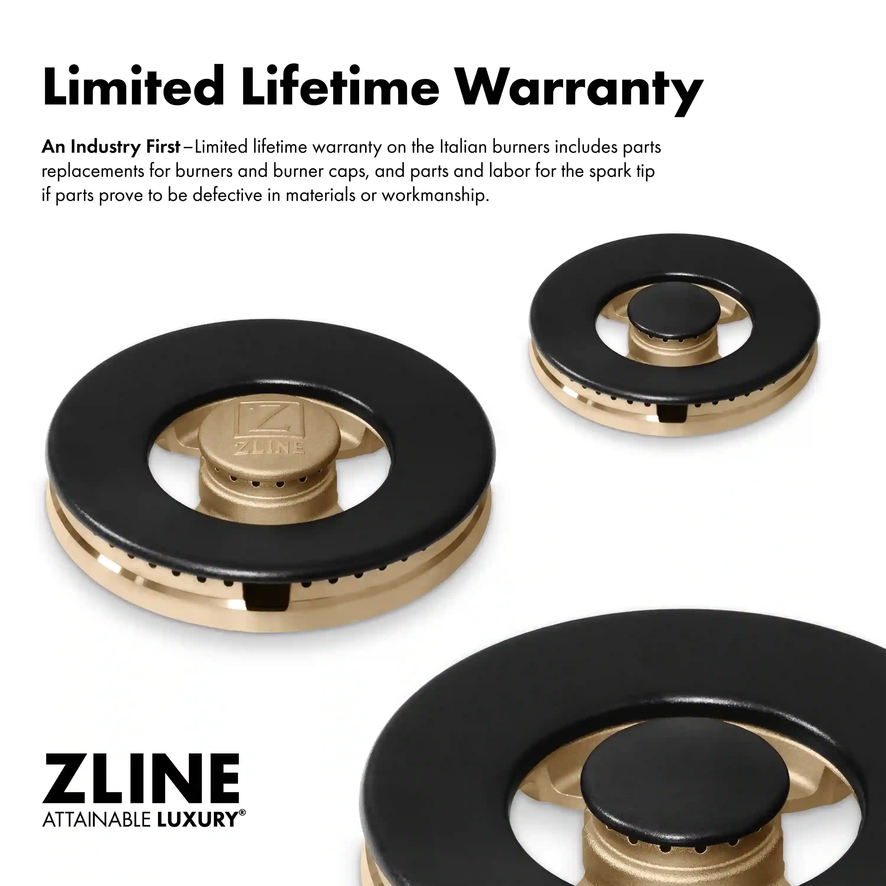 ZLINE Autograph 30-Inch Paramount Gas Rangetop with 4 Burner DuoPro™ Cooktop in Black Satin and Polished Gold Accents (PSRTBSZ-30-G) - Image 10