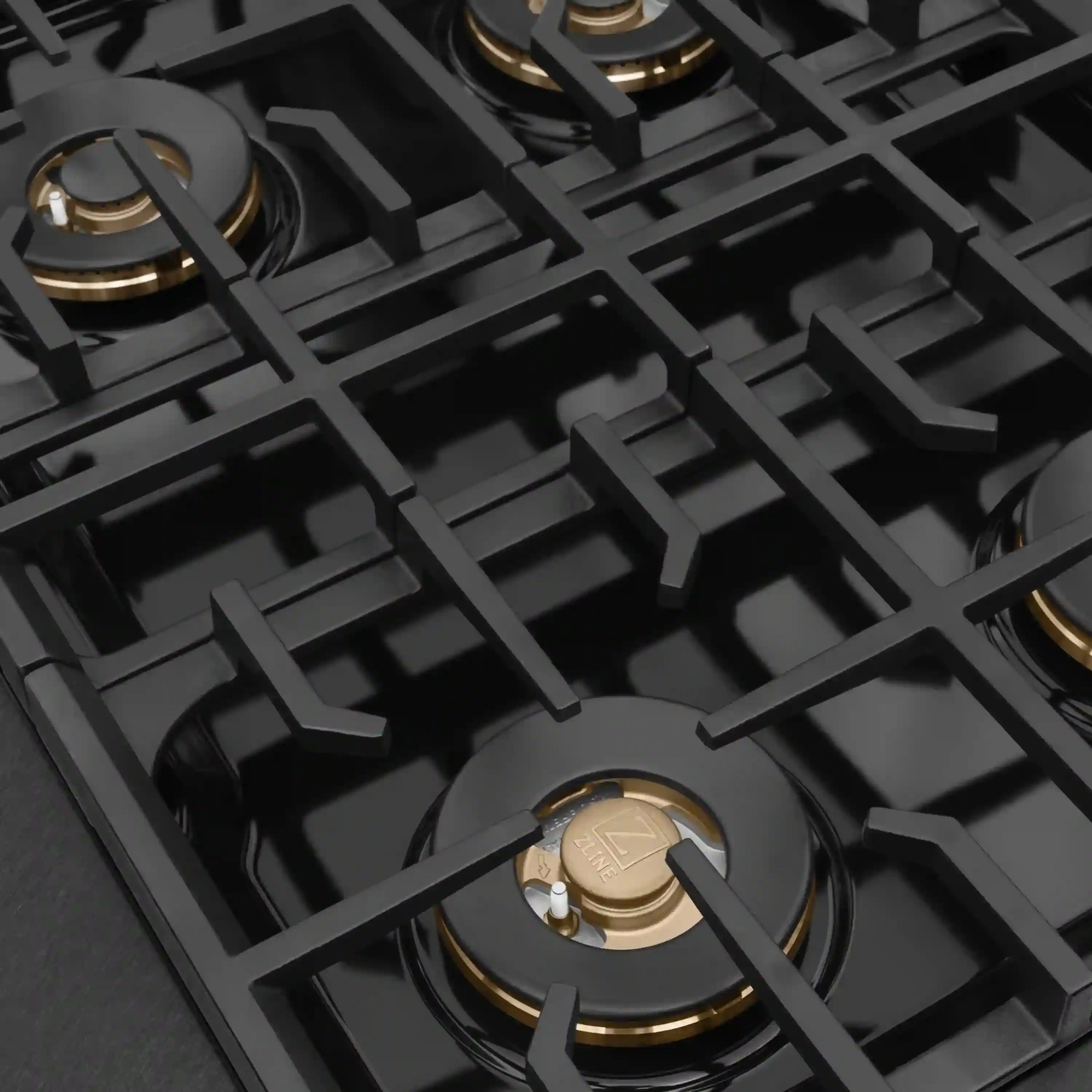 ZLINE Autograph 30-Inch Paramount Gas Rangetop with 4 Burner DuoPro™ Cooktop in Black Satin and Polished Gold Accents (PSRTBSZ-30-G) - Image 4