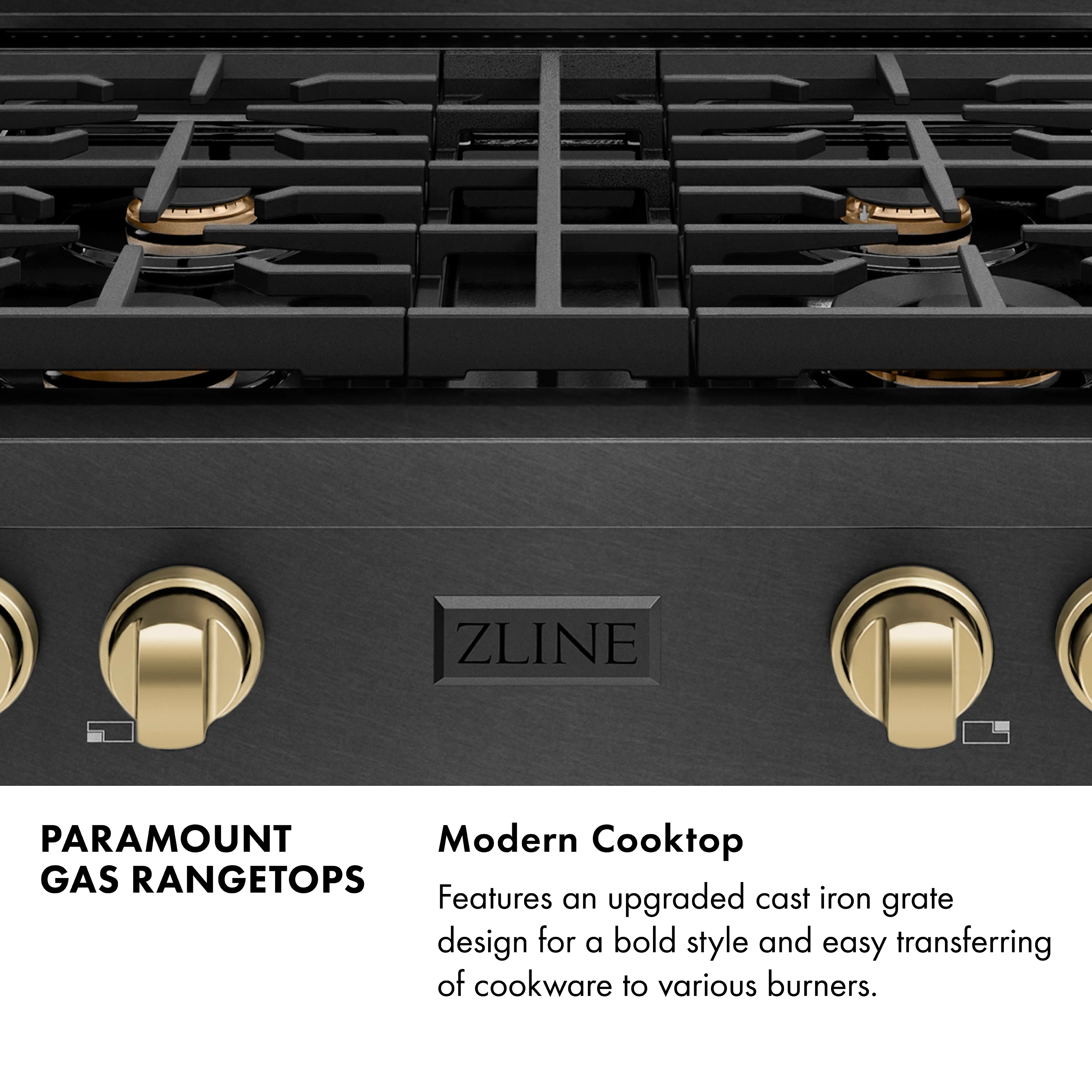 ZLINE Autograph 30-Inch Paramount Gas Rangetop with 4 Burners and Porcelain Cooktop in Black Satin and Champagne Bronze Accents (SRTBSZ-30-CB) - Image 19