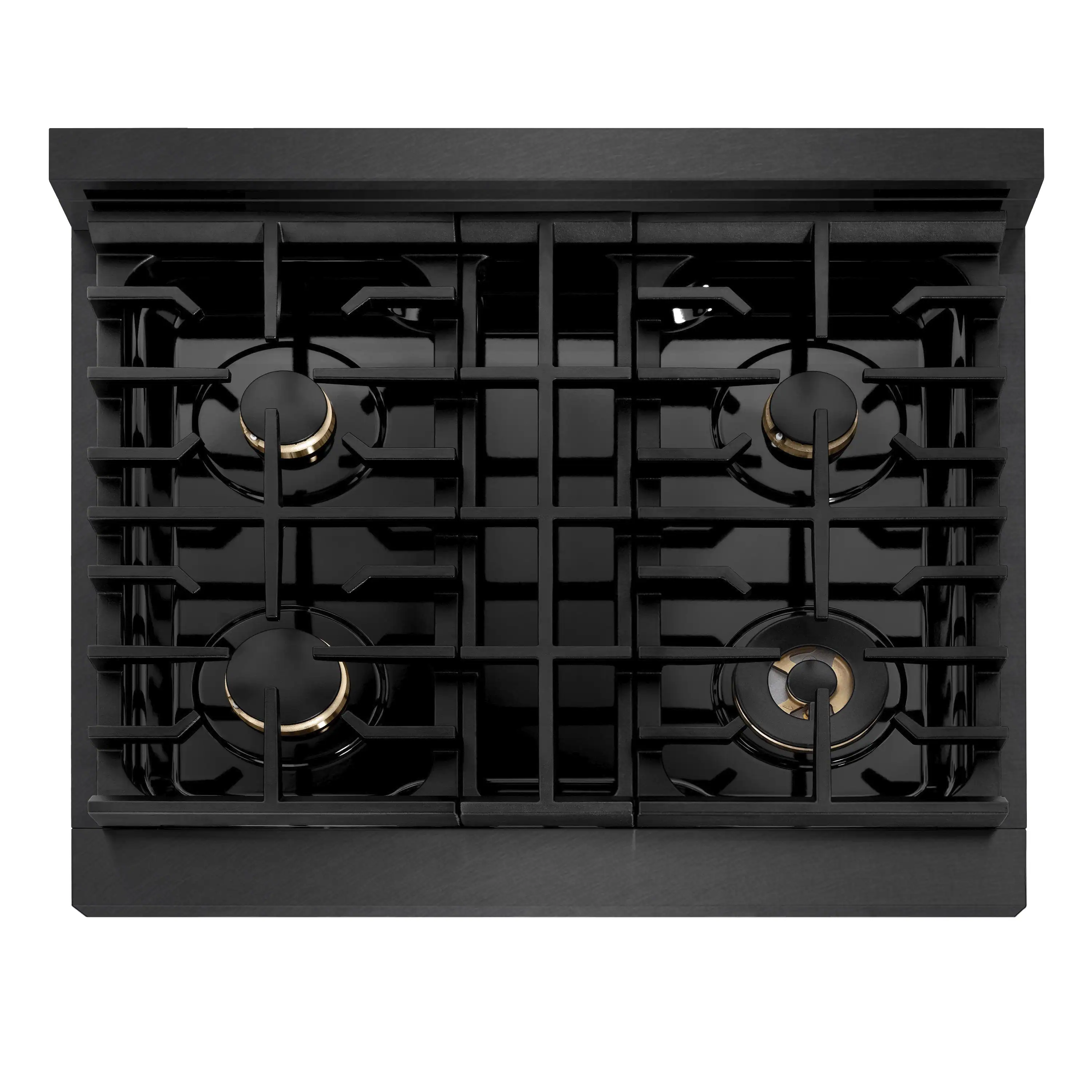 ZLINE Autograph 30-Inch Paramount Gas Rangetop with 4 Burners and Porcelain Cooktop in Black Satin with Polished Gold Accents (SRTBSZ-30-G) - Image 3
