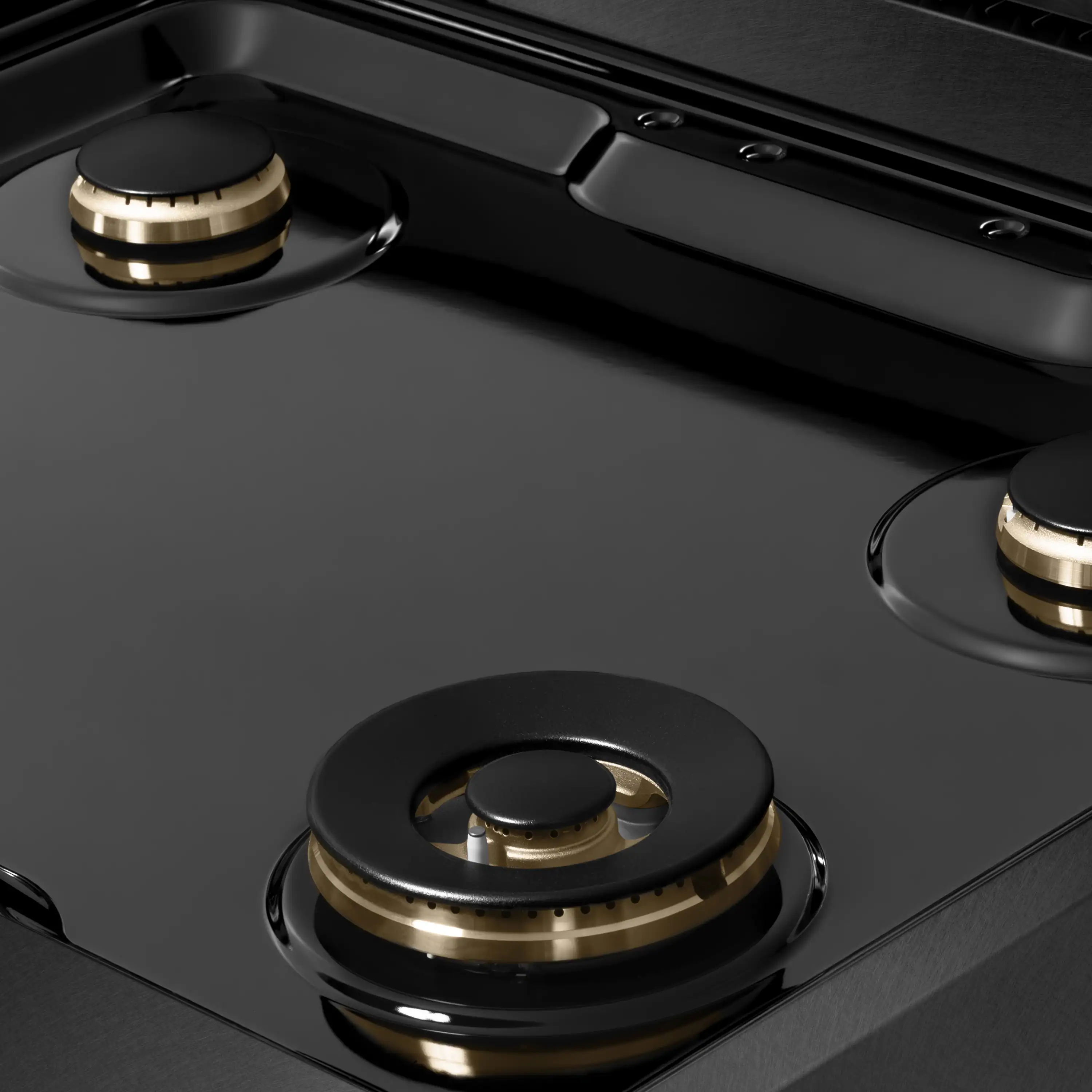 ZLINE Autograph 30-Inch Paramount Gas Rangetop with 4 Burners and Porcelain Cooktop in Black Satin with Polished Gold Accents (SRTBSZ-30-G) - Image 5