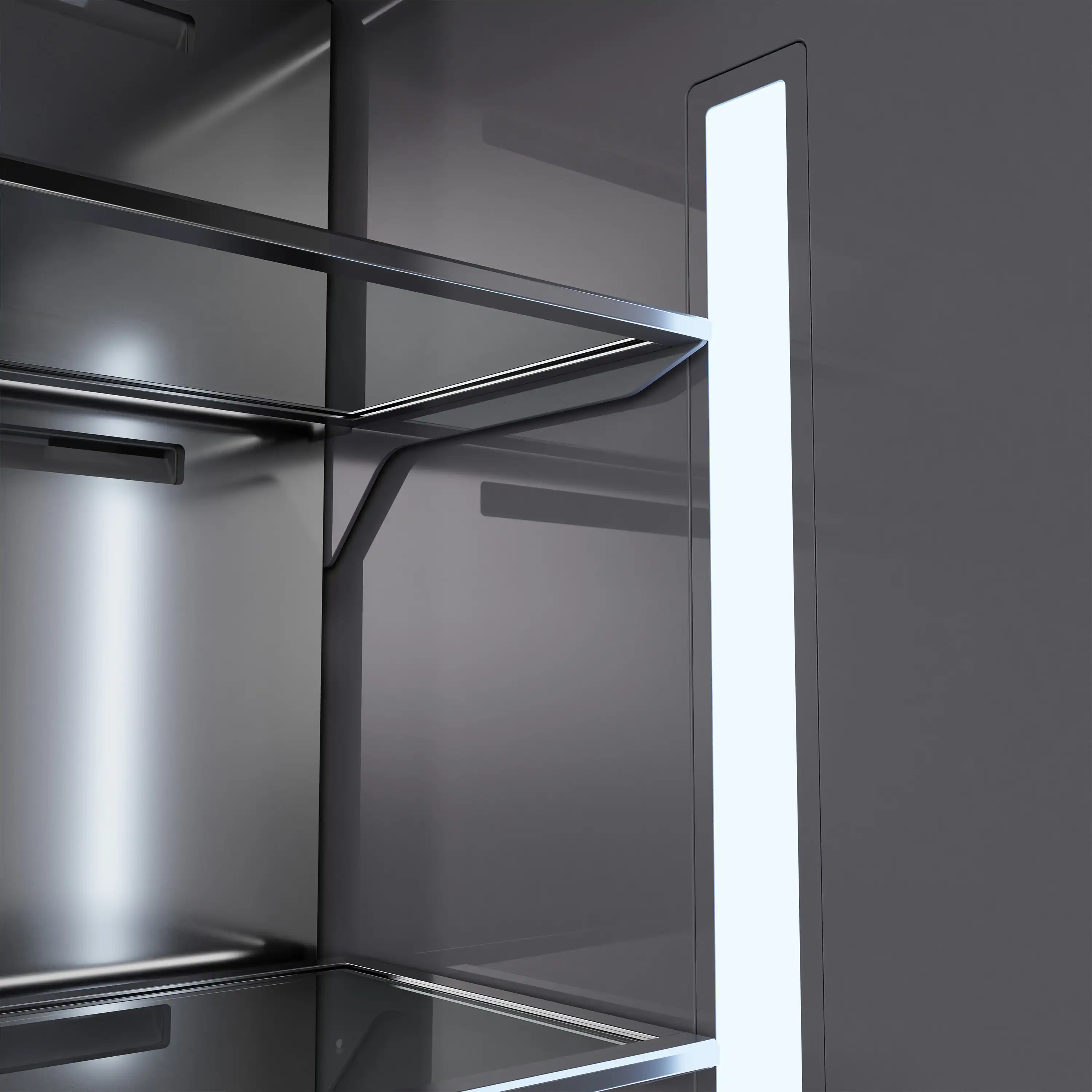 ZLINE Autograph 36-Inch Black Stainless Steel Built-In Refrigerator w/ Gray Interior & Bronze Helix Handles (GRBITZ-BS36-KCB) - Image 11
