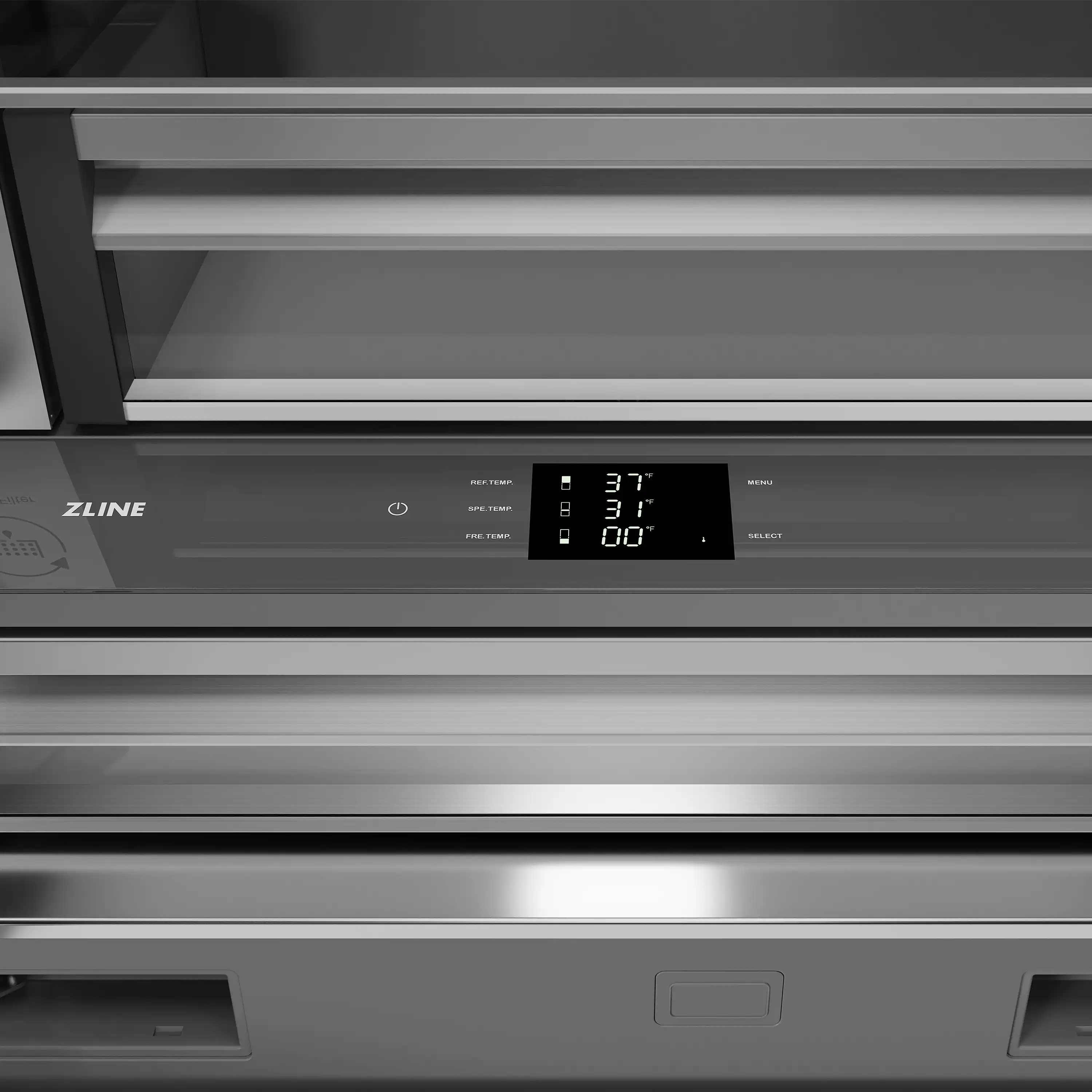 ZLINE Autograph 36-Inch Black Stainless Steel French Door Fridge w/ Stainless Interior & Bronze Helix Handles (SRBIVZ-BS36KCB) - Image 8