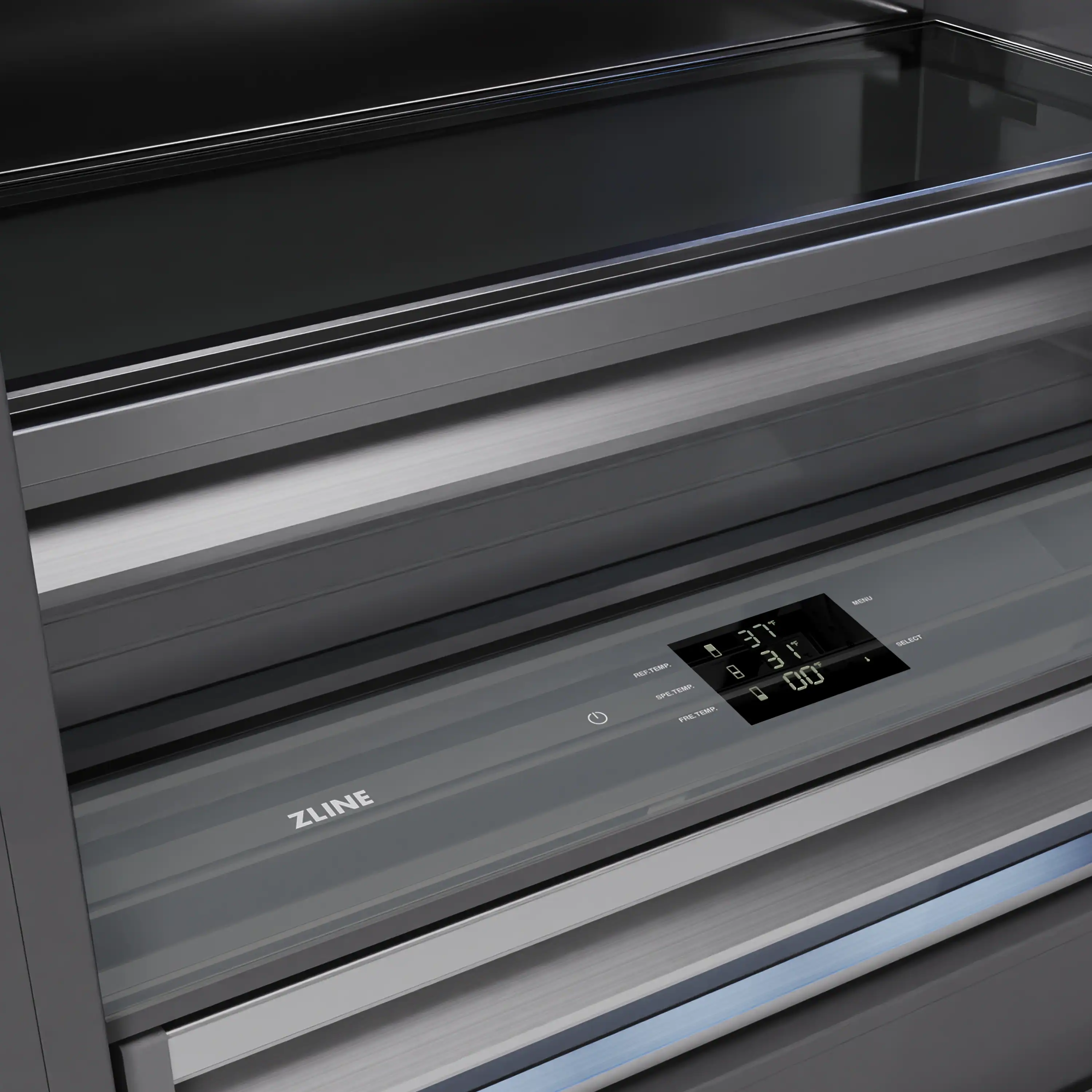 ZLINE Autograph 36-Inch Built-In Refrigerator w/ Gray Interior and Polished Nickel Helix Handles (GRBITZ-30436KPN) - Image 6