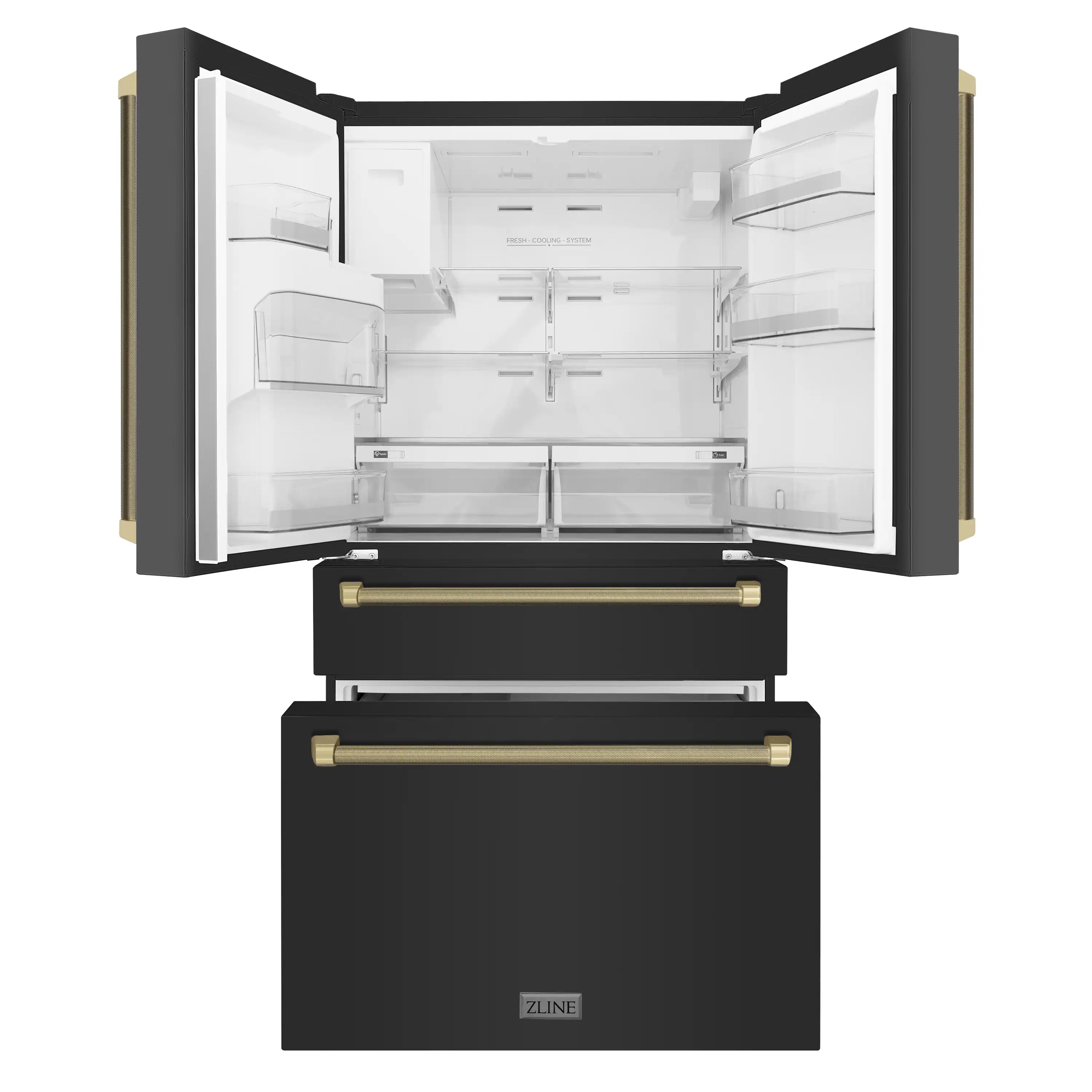 ZLINE Autograph 36-Inch Counter-Depth Fridge w/ Water Dispenser in Black Stainless Steel & Bronze Helix Handles (RFMZ-W36-BS-KCB) - Image 5