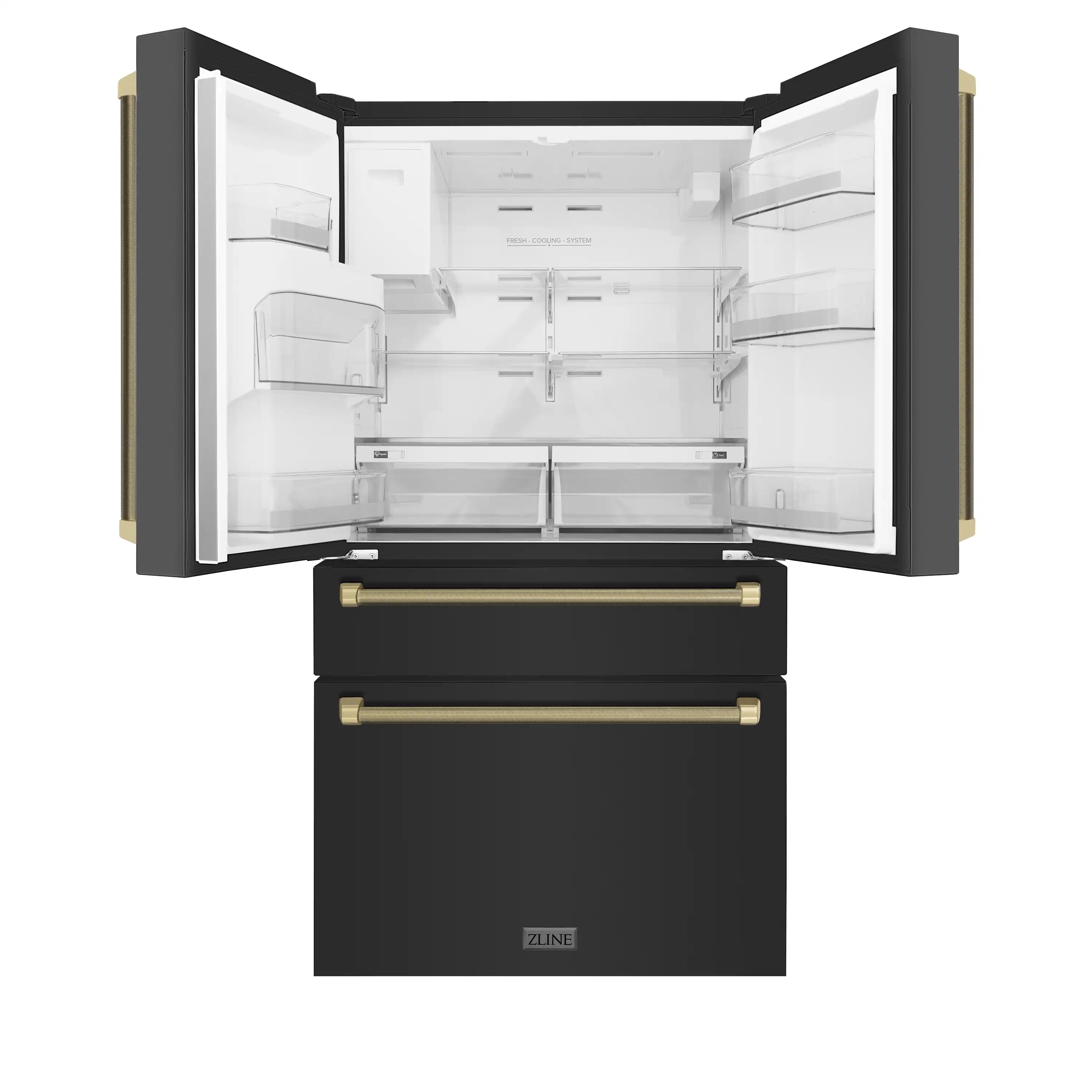 ZLINE Autograph 36-Inch Counter-Depth Fridge w/ Water Dispenser in Black Stainless Steel & Bronze Helix Handles (RFMZ-W36-BS-KCB) - Image 6