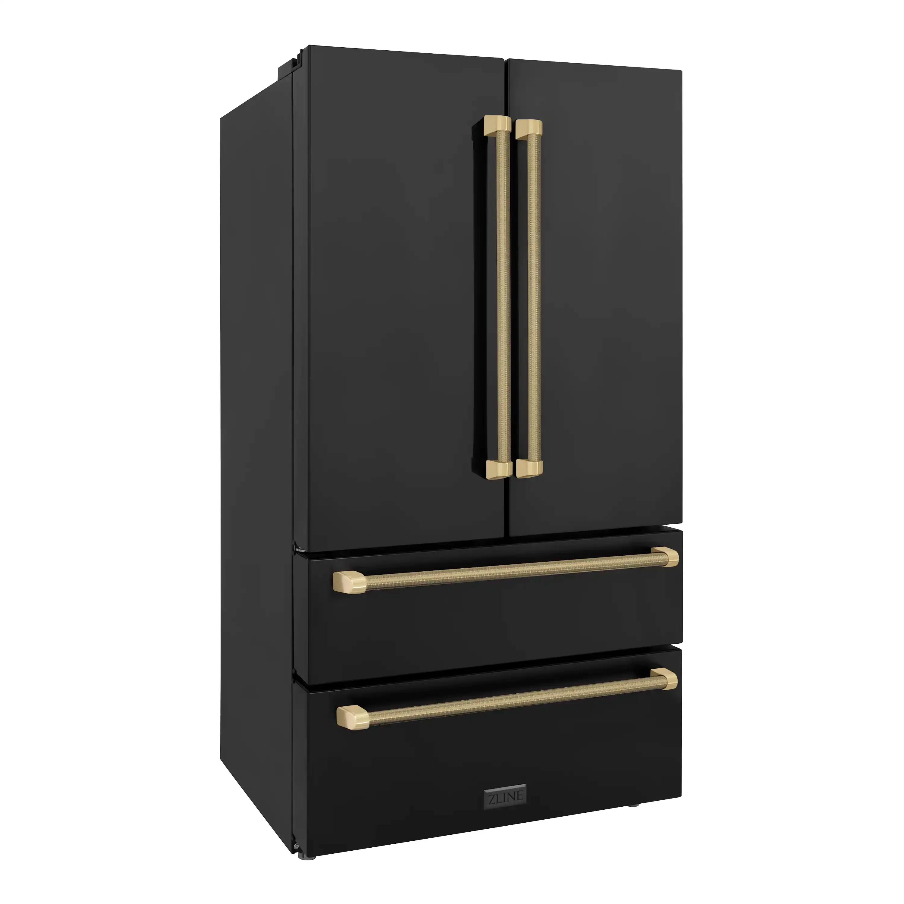 ZLINE Autograph 36-Inch Counter-Depth Refrigerator in Black Stainless Steel and Bronze Helix Handles (RFMZ-36-BS-KCB) - Image 4