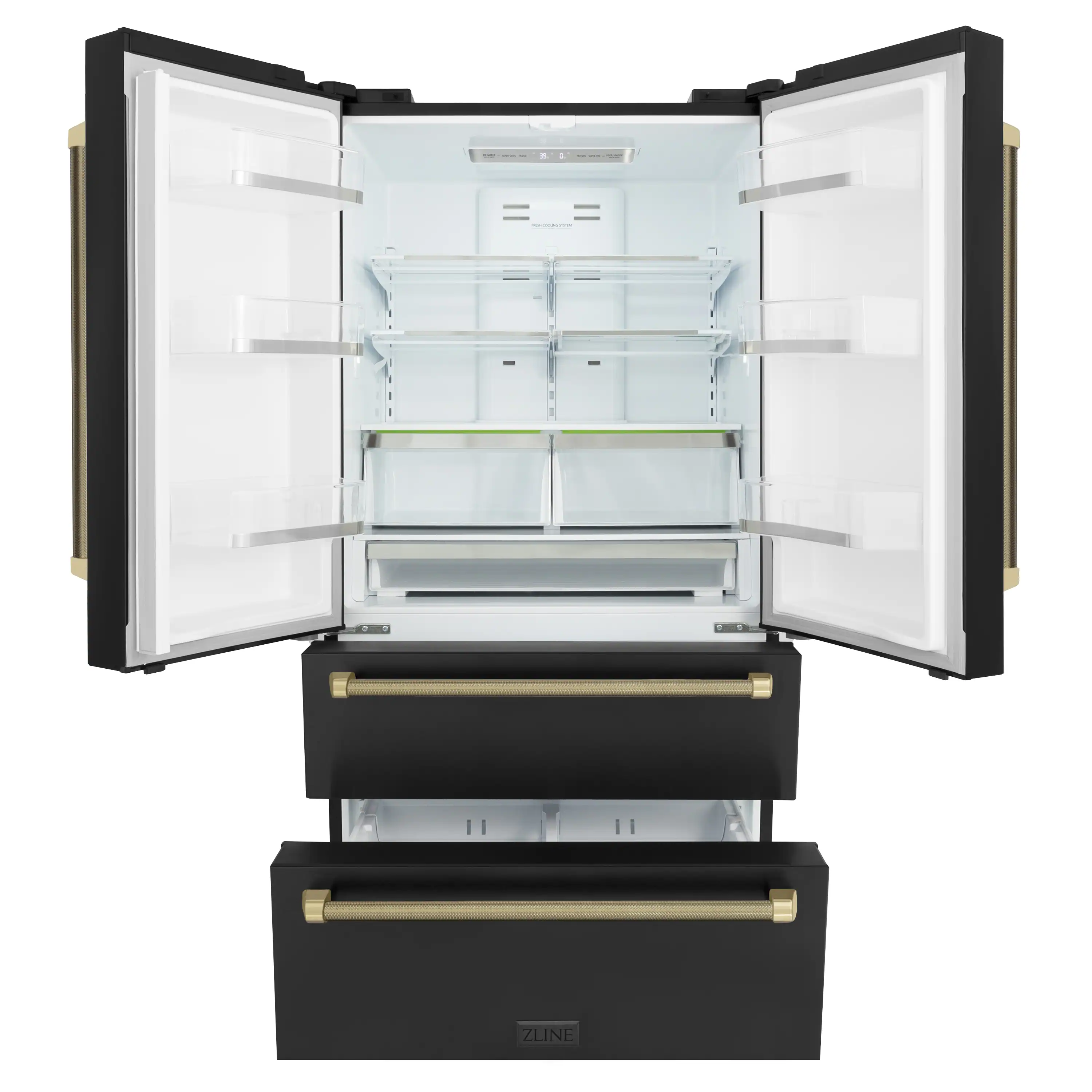 ZLINE Autograph 36-Inch Counter-Depth Refrigerator in Black Stainless Steel and Bronze Helix Handles (RFMZ-36-BS-KCB) - Image 6