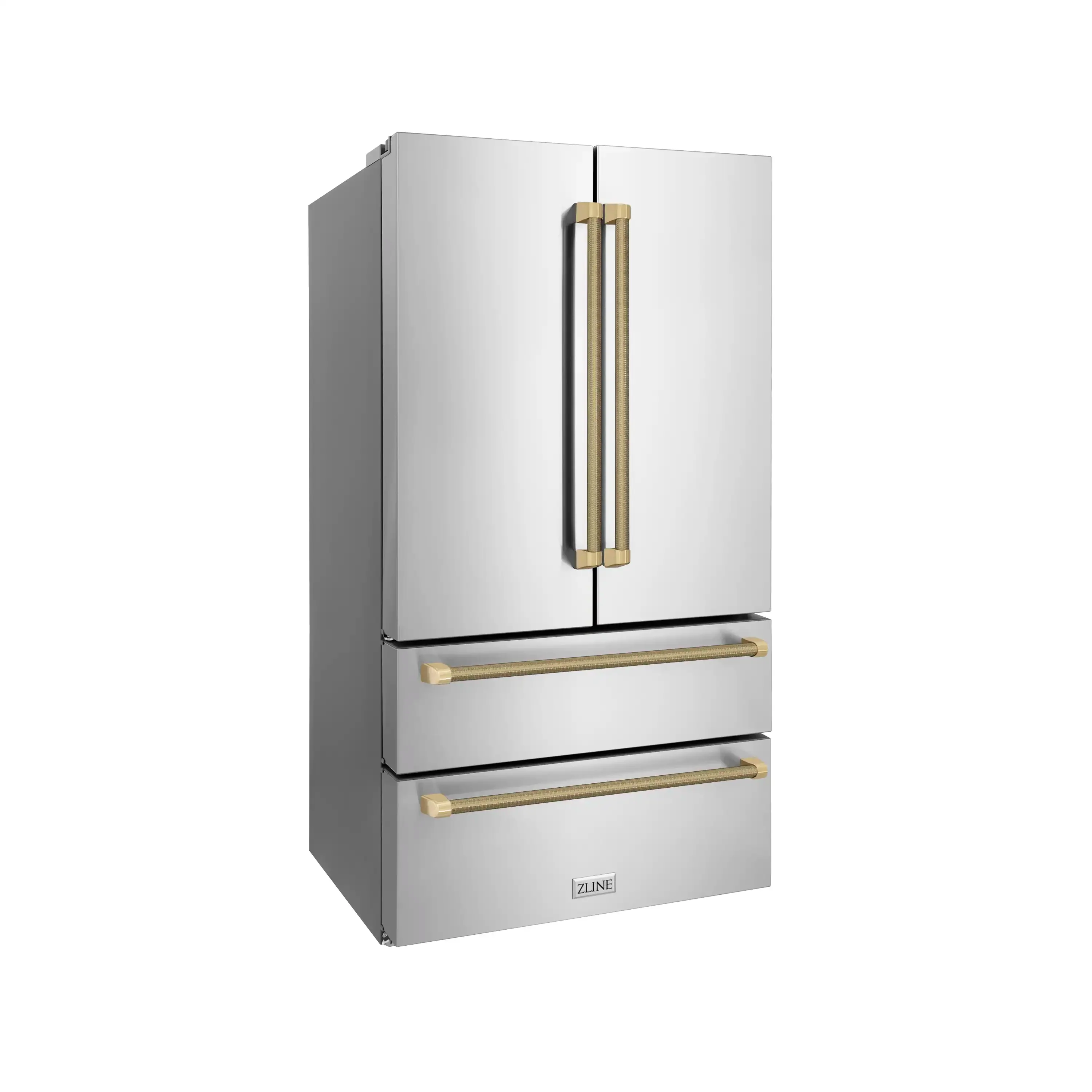 ZLINE Autograph 36-Inch Counter-Depth Refrigerator in Stainless Steel and Bronze Helix Handles (RFMZ-36-KCB) - Image 4