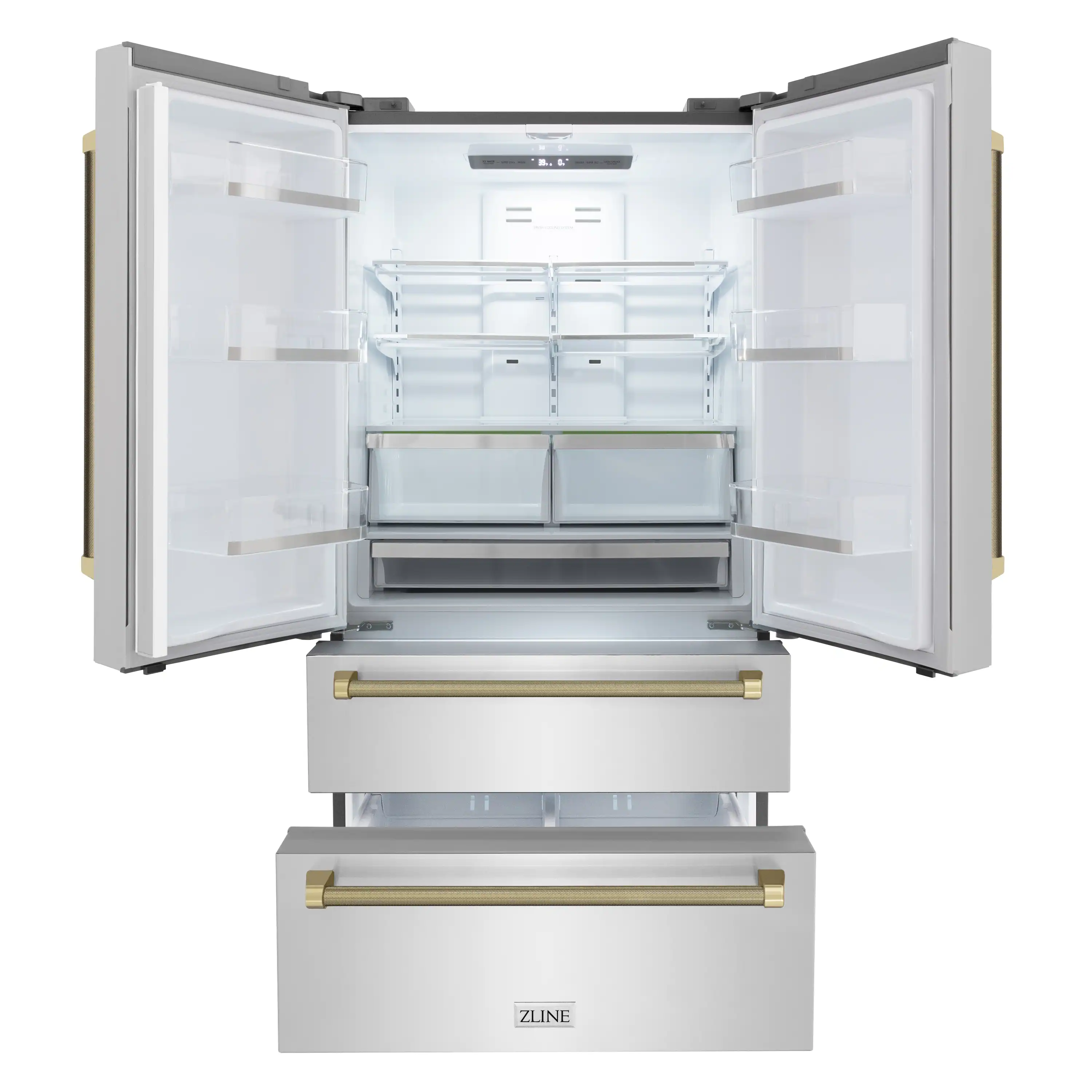 ZLINE Autograph 36-Inch Counter-Depth Refrigerator in Stainless Steel and Bronze Helix Handles (RFMZ-36-KCB) - Image 6
