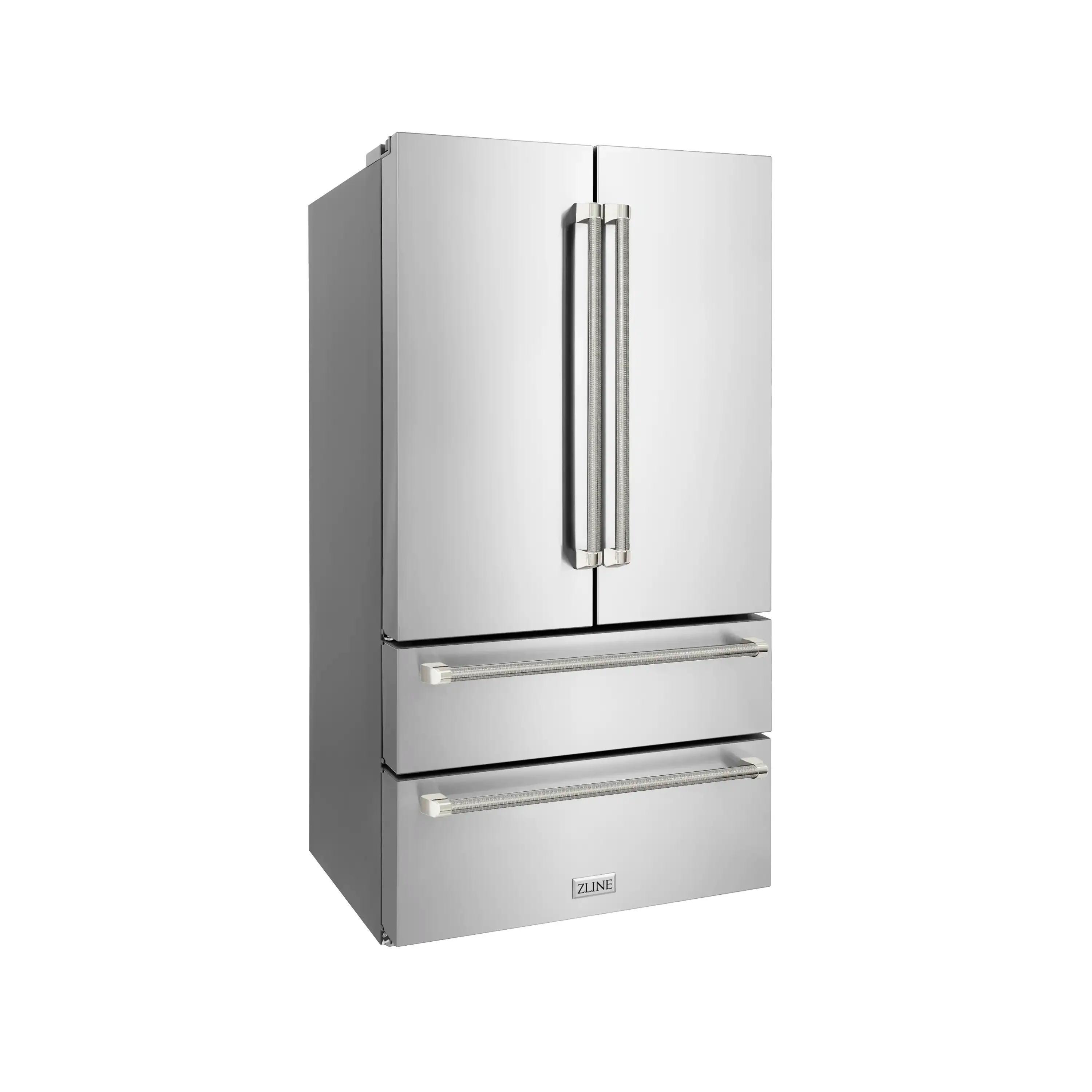 ZLINE Autograph 36-Inch Counter-Depth Refrigerator in Stainless Steel and Nickel Helix Handles (RFMZ-36-KPN) - Image 4