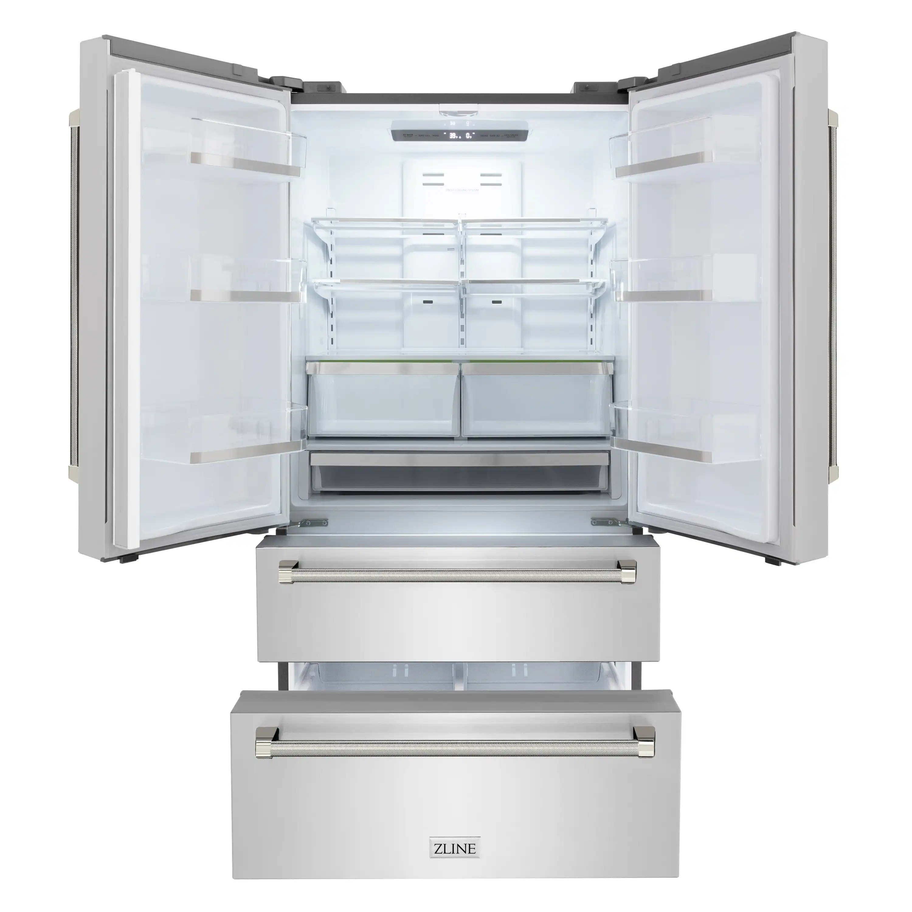 ZLINE Autograph 36-Inch Counter-Depth Refrigerator in Stainless Steel and Nickel Helix Handles (RFMZ-36-KPN) - Image 5