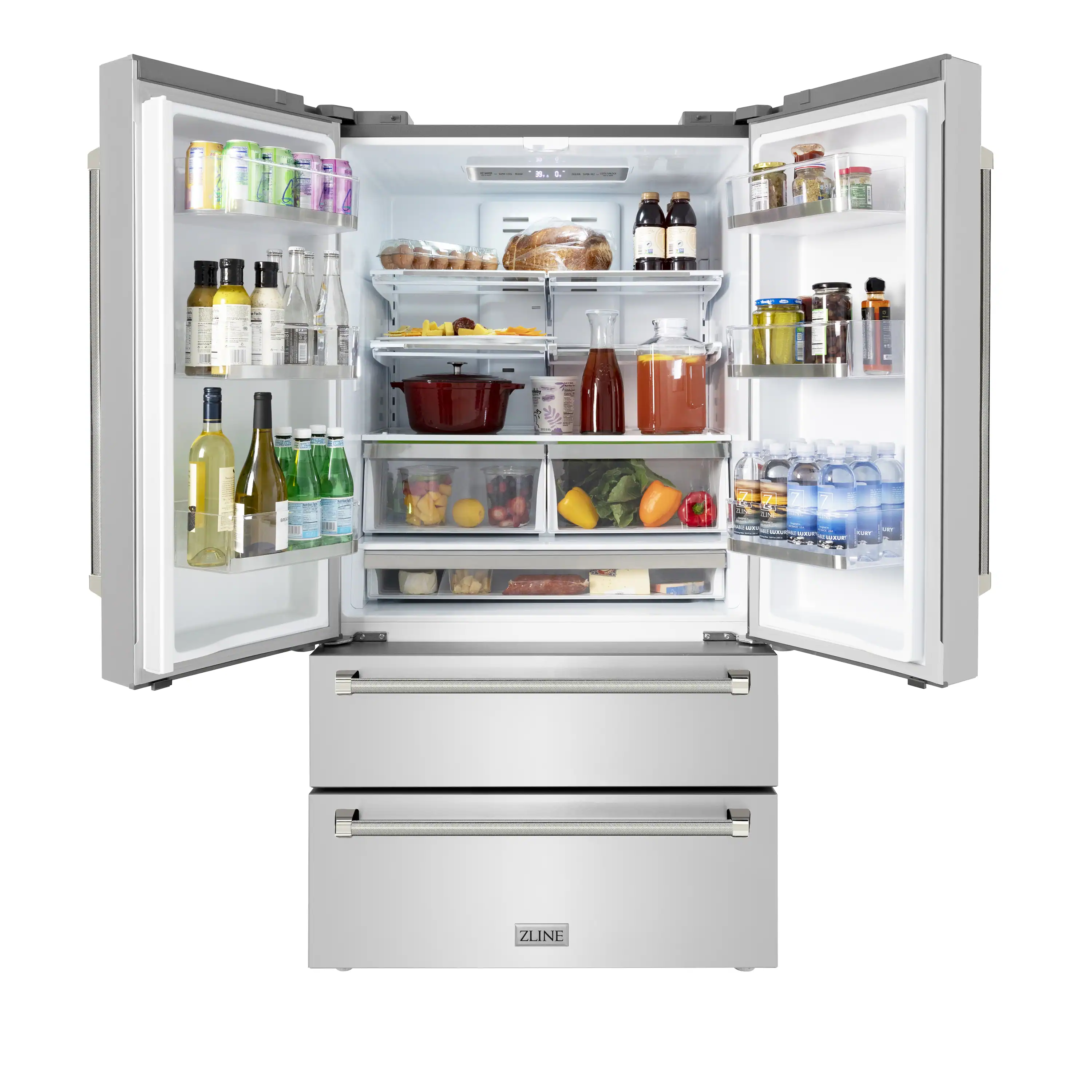ZLINE Autograph 36-Inch Counter-Depth Refrigerator in Stainless Steel and Nickel Helix Handles (RFMZ-36-KPN) - Image 6