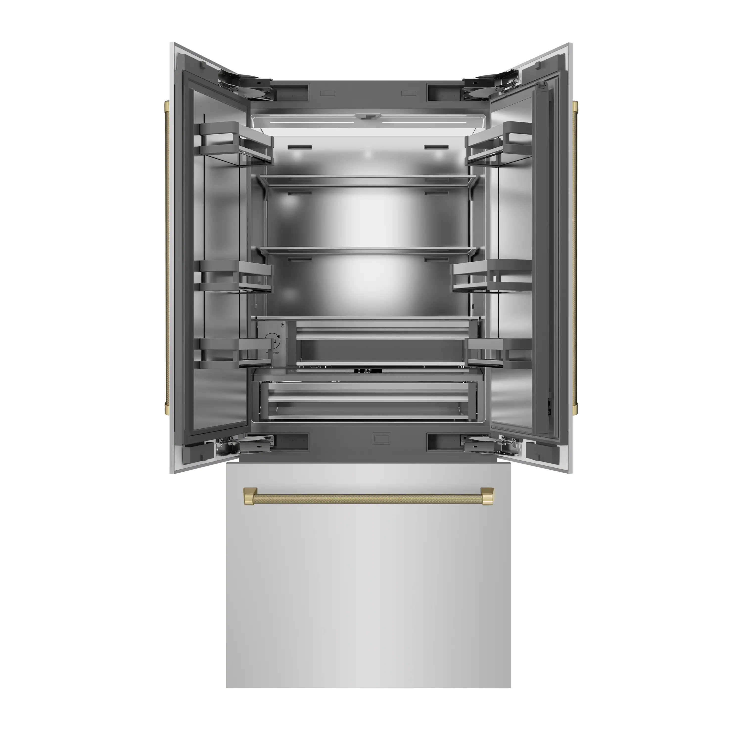 ZLINE Autograph 36-Inch French Door Refrigerator with Stainless Interior and Bronze Helix Handles (SRBIVZ-30436KCB) - Image 6