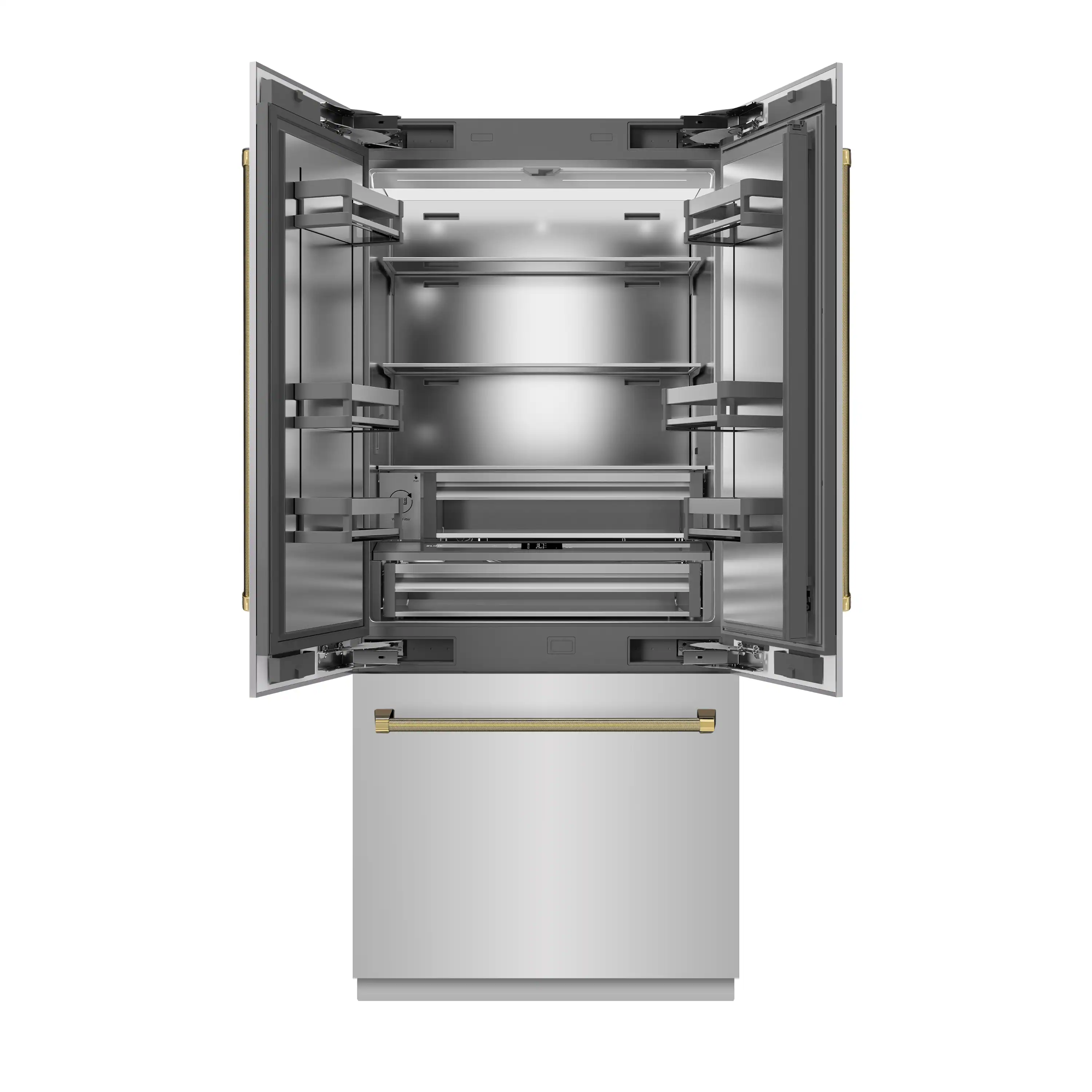 ZLINE Autograph 36-Inch French Door Refrigerator with Stainless Interior and Gold Helix Handles (SRBIVZ-30436KG) - Image 6