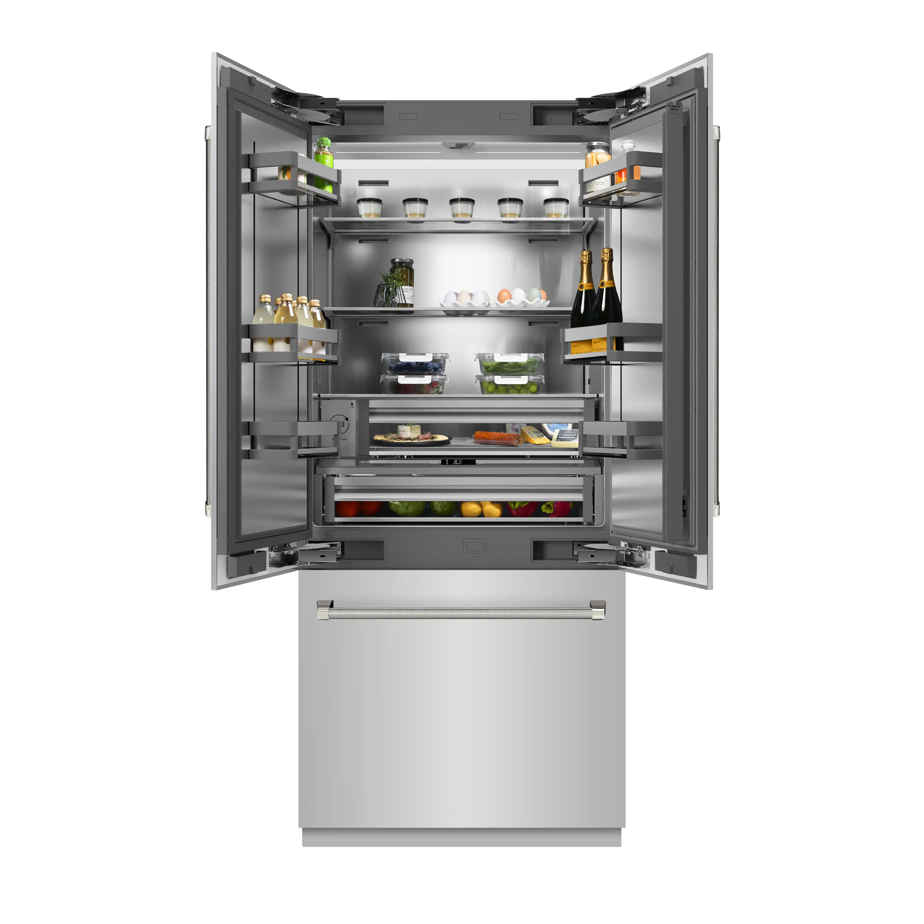 ZLINE Autograph 36-Inch French Door Refrigerator with Stainless Interior and Nickel Helix Handles (SRBIVZ-30436KPN) - Image 5