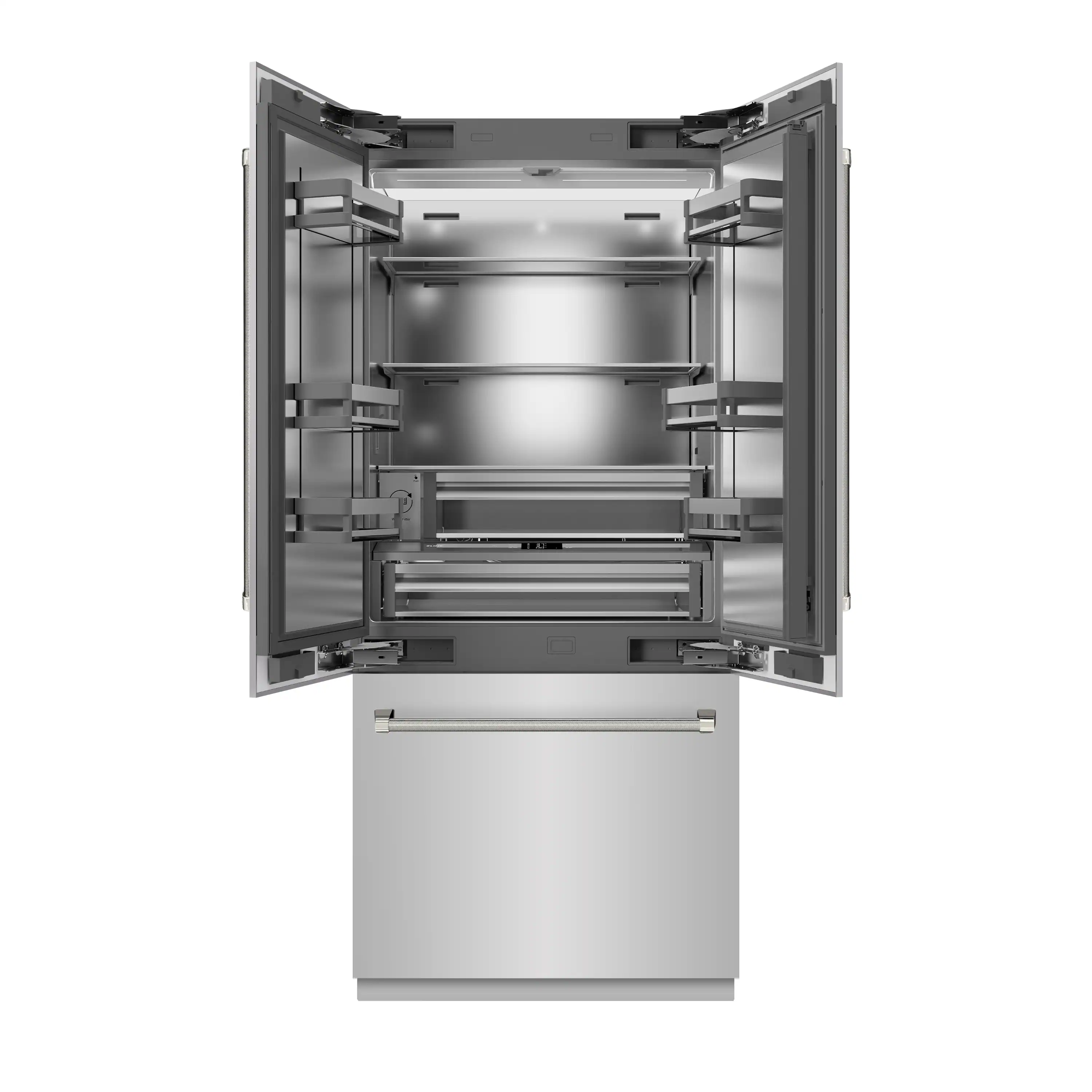 ZLINE Autograph 36-Inch French Door Refrigerator with Stainless Interior and Nickel Helix Handles (SRBIVZ-30436KPN) - Image 6
