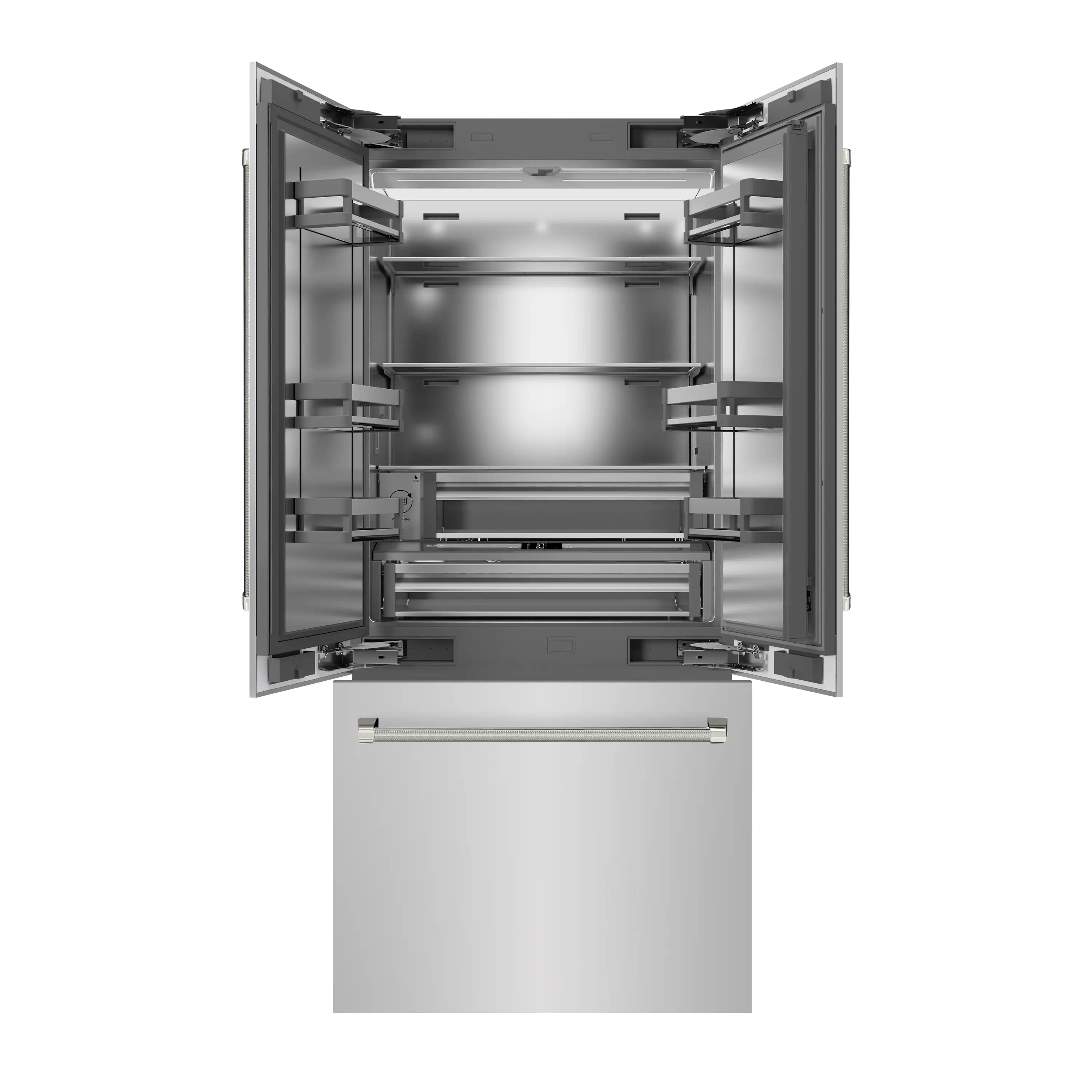 ZLINE Autograph 36-Inch French Door Refrigerator with Stainless Interior and Nickel Helix Handles (SRBIVZ-30436KPN) - Image 7