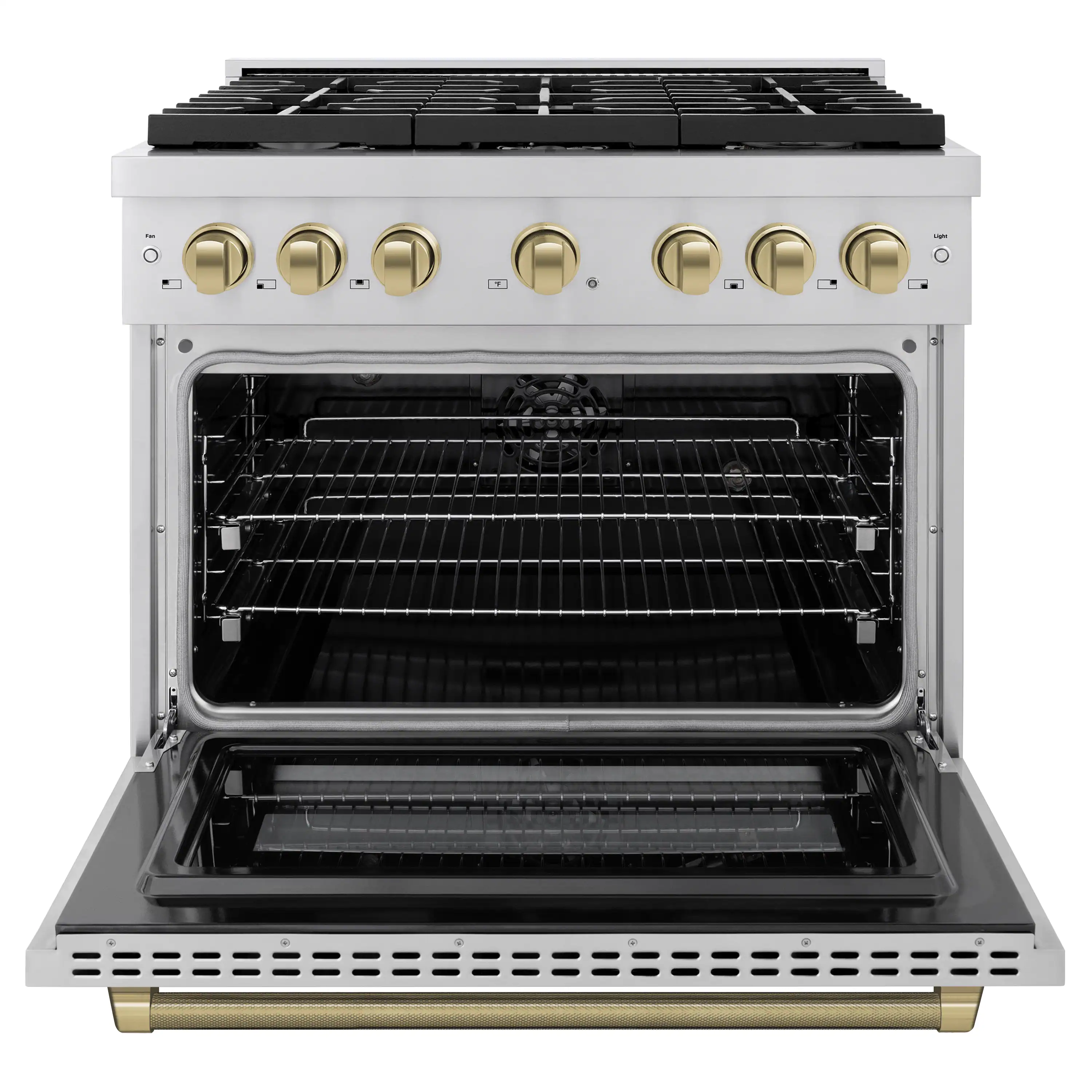 ZLINE Autograph 36-Inch Paramount Dual Fuel Range in Stainless Steel with Bronze Helix Handle (SDRZ-36-KCB) - Image 4
