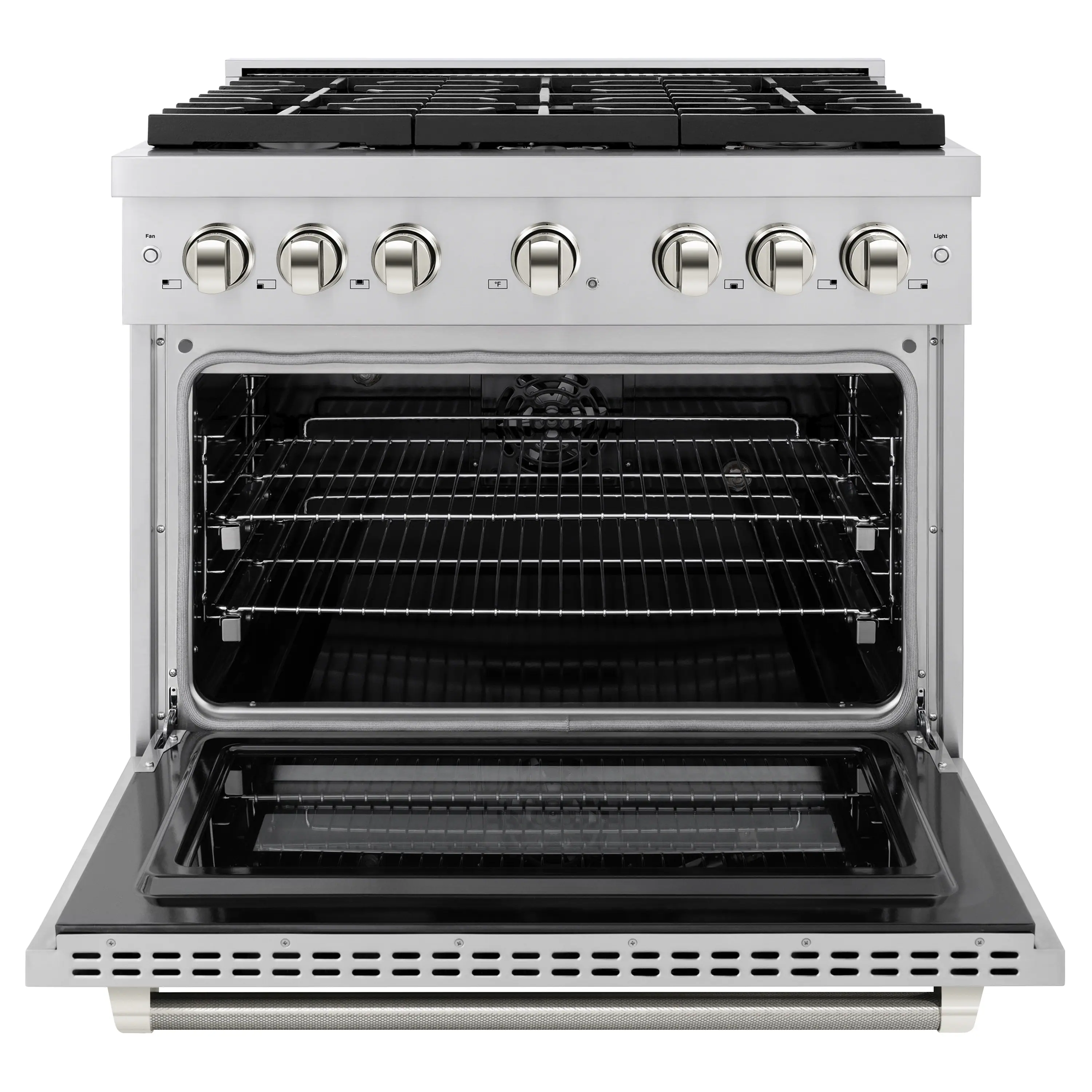 ZLINE Autograph 36-Inch Paramount Dual Fuel Range in Stainless Steel with Nickel Helix Handle (SDRZ-36-KPN) - Image 4