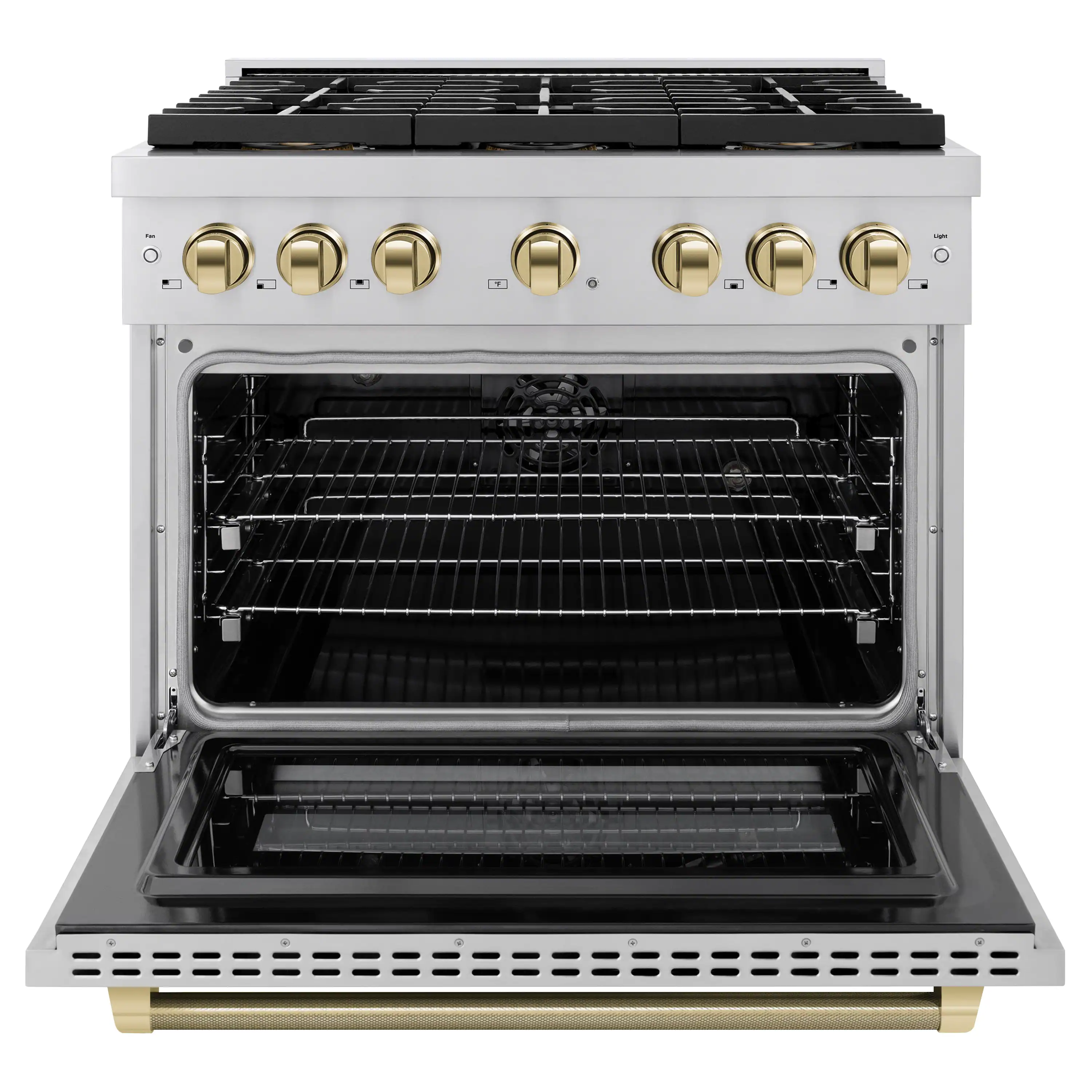 ZLINE Autograph 36-Inch Paramount DuoPro Dual Fuel Range in Stainless Steel with Gold Helix Handle (PSDRZ-36-KG) - Image 4