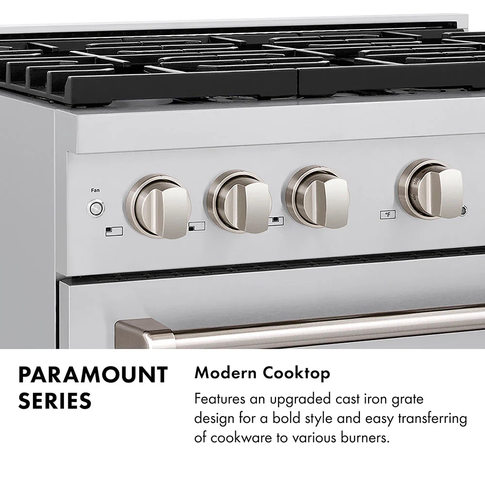 ZLINE Autograph 36-Inch Paramount DuoPro Gas Range in Black Stainless Steel with Champagne Bronze Helix Handle (PSGRBZ-36-KCB) - Image 15