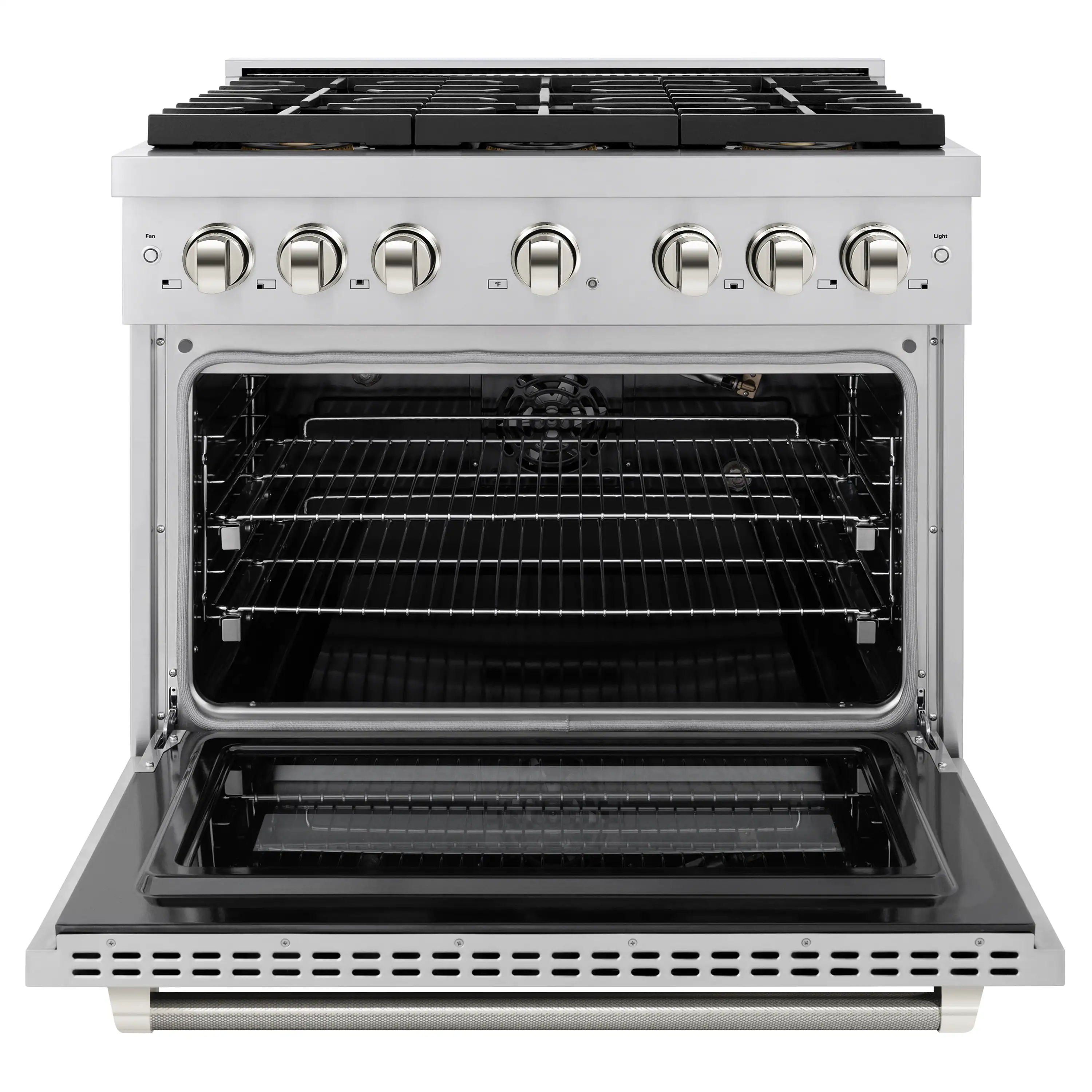 ZLINE Autograph 36-Inch Paramount DuoPro Gas Range in Stainless Steel with Nickel Helix Handle (PSGRZ-36-KPN) - Image 4