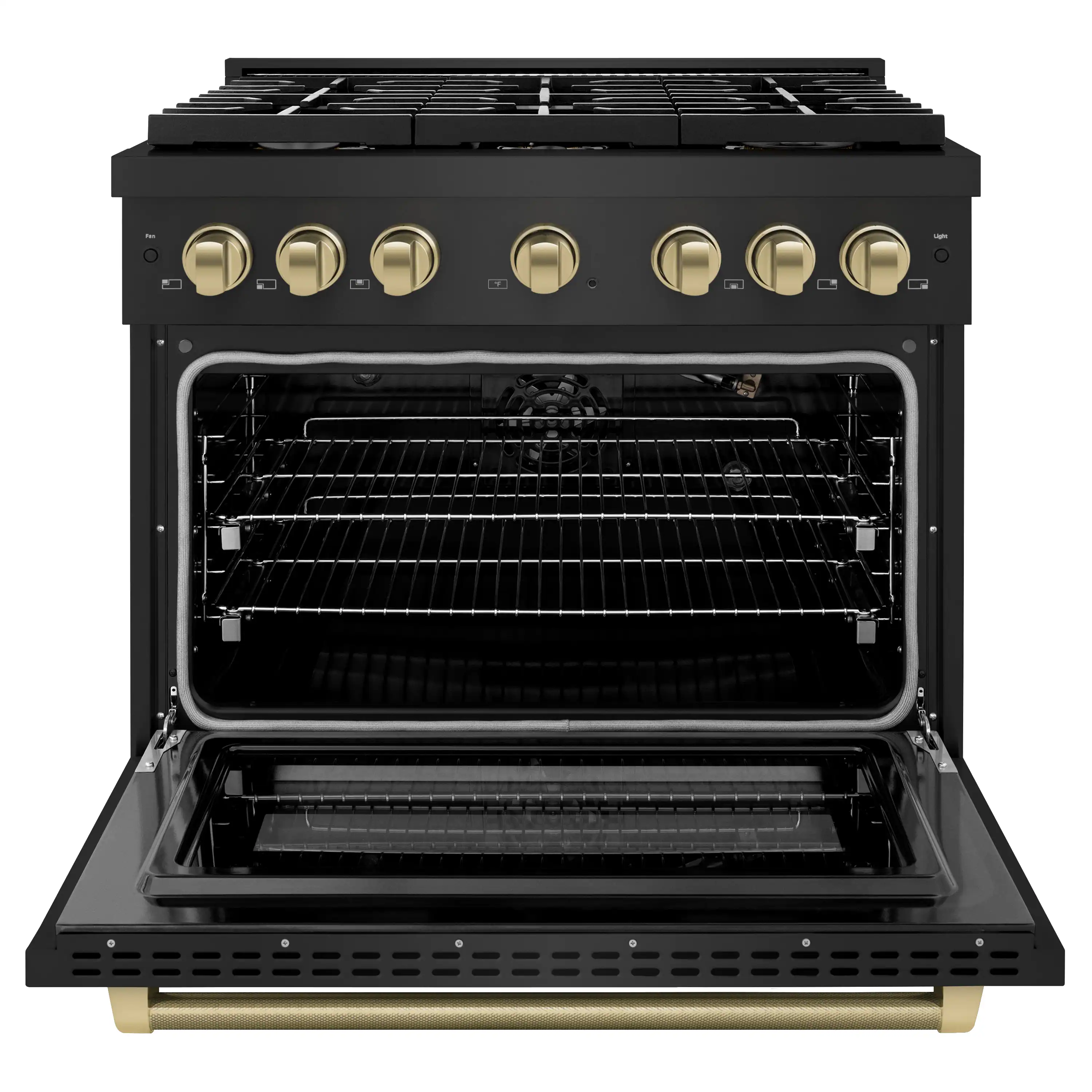 ZLINE Autograph 36-Inch Paramount Gas Range in Black Stainless Steel with Bronze Helix Handle (SGRBZ-36-KCB) - Image 4