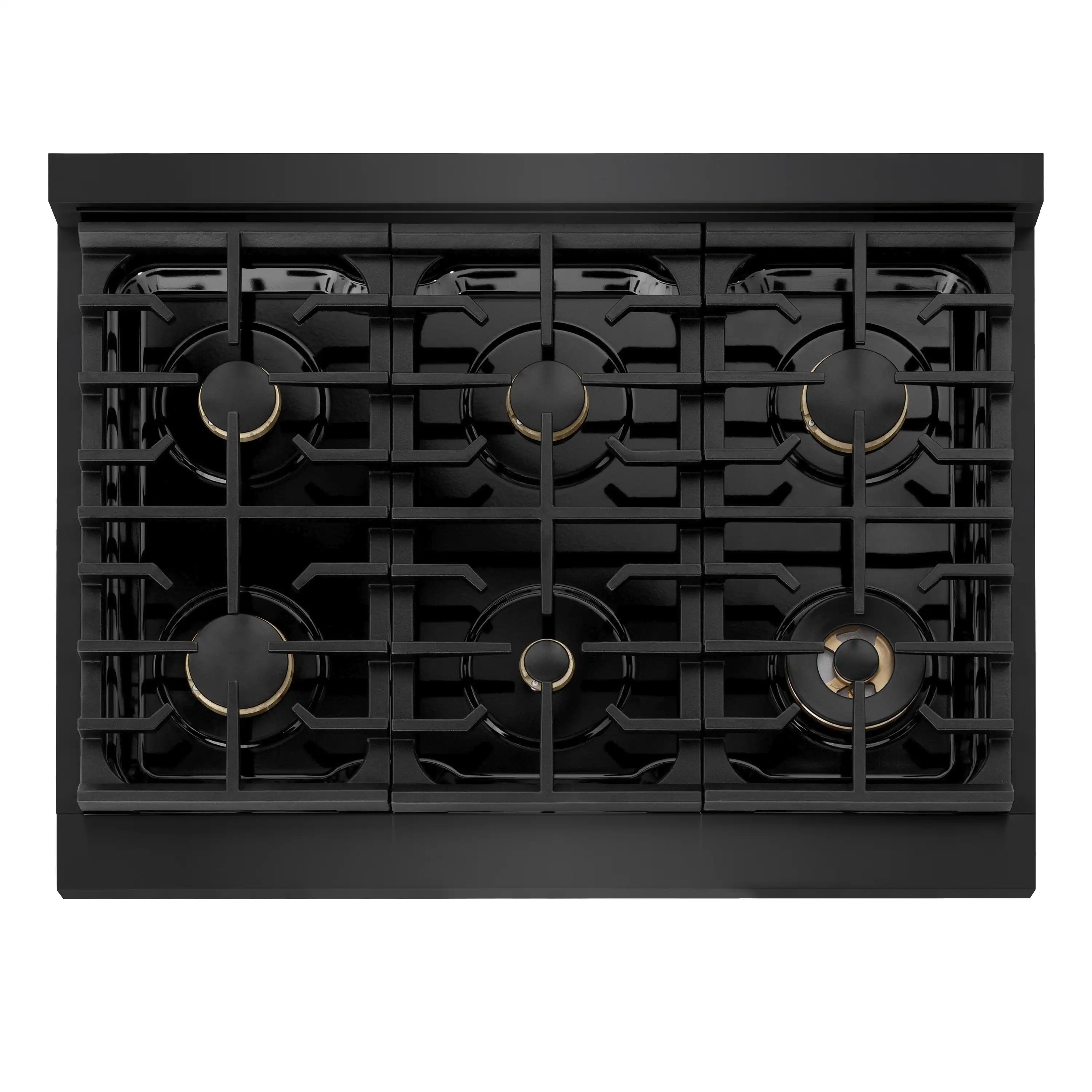 ZLINE Autograph 36-Inch Paramount Gas Range in Black Stainless Steel with Gold Helix Handle (SGRBZ-36-KG) - Image 5