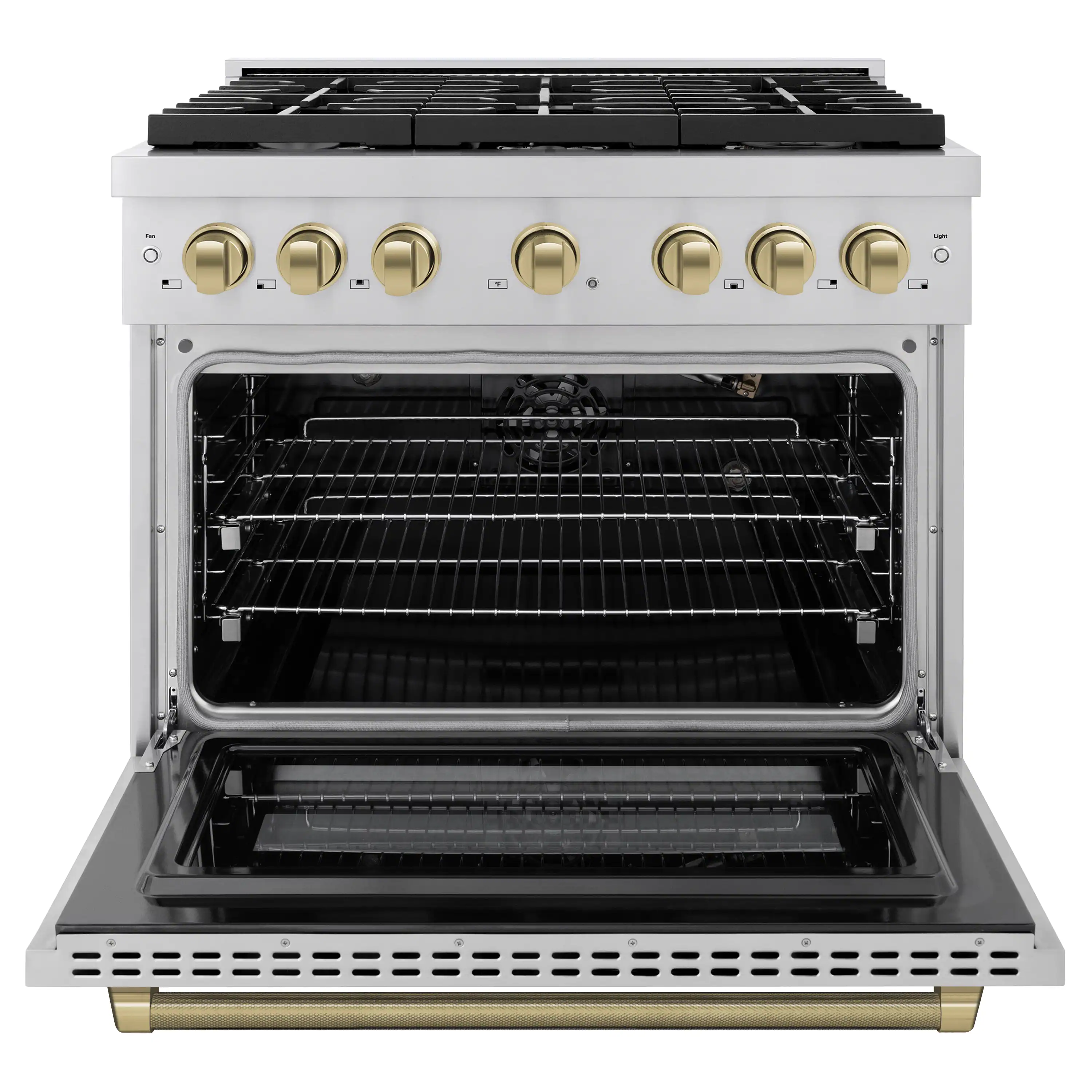 ZLINE Autograph 36-Inch Paramount Gas Range in Stainless Steel with Champagne Bronze Helix Handle (SGRZ-36-KCB) - Image 4
