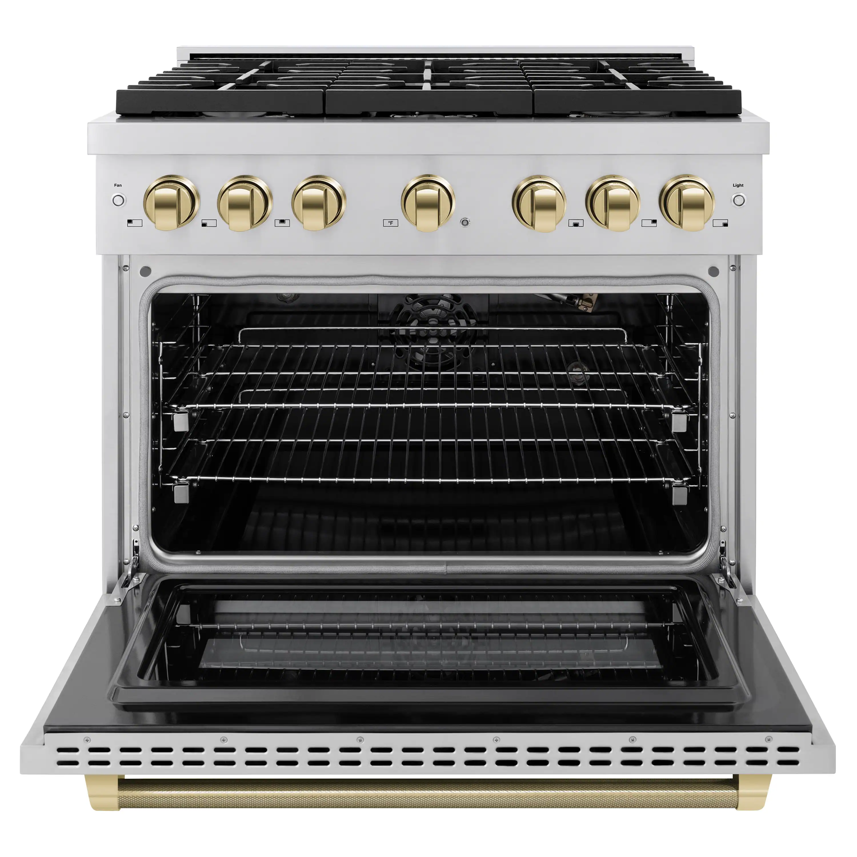 ZLINE Autograph 36-Inch Paramount Gas Range in Stainless Steel with Polished Gold Helix Handle (SGRZ-36-KG) - Image 4