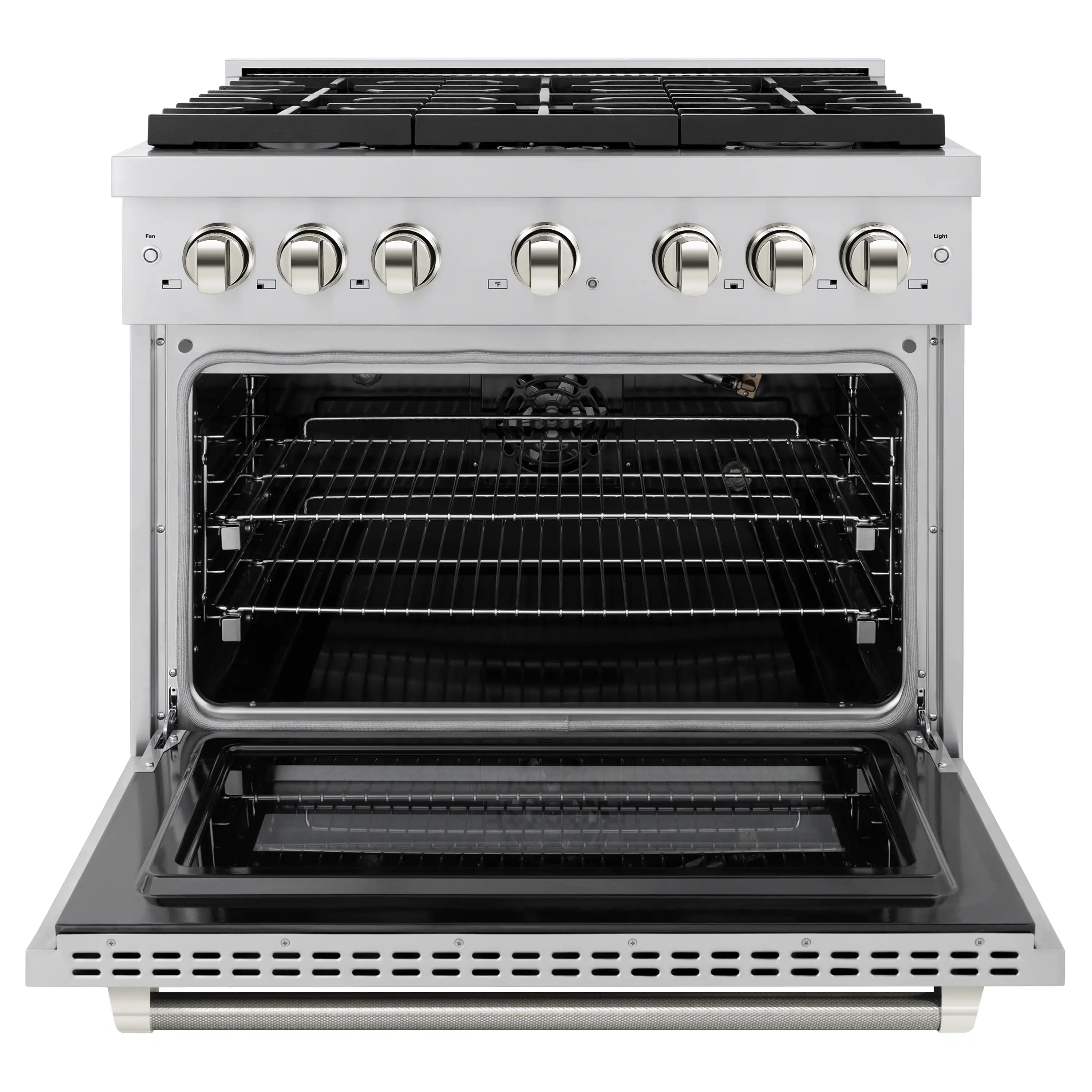 ZLINE Autograph 36-Inch Paramount Gas Range in Stainless Steel with Polished Nickel Helix Handle (SGRZ-36-KPN) - Image 4